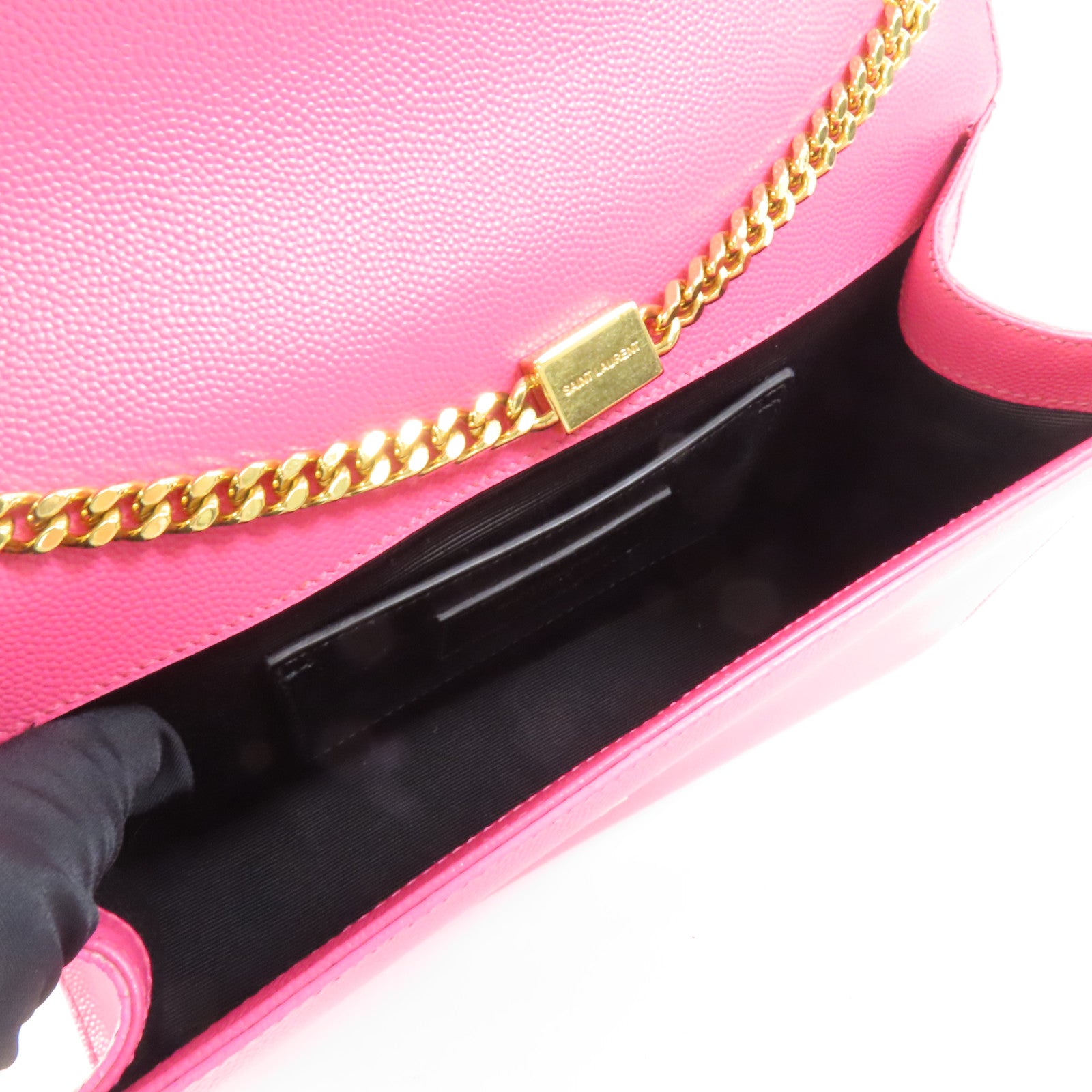 SAINT LAURENT 牛皮皮革Chain Shoulder金扣鏈帶肩背袋
