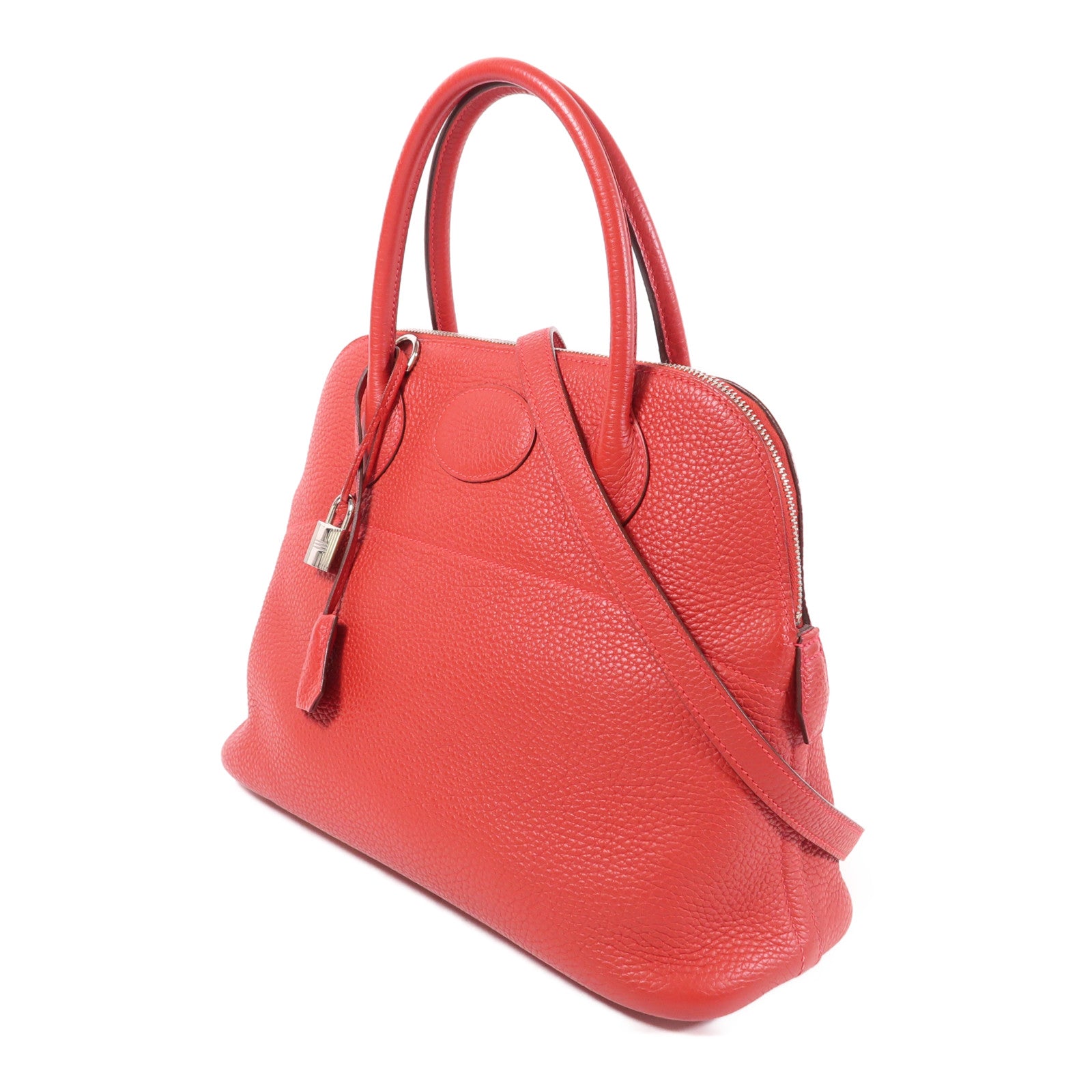 HERMES PHW Bolide 31 2 Way Shoulder Bag Taurillon Clemence Leather Rouge Casaque