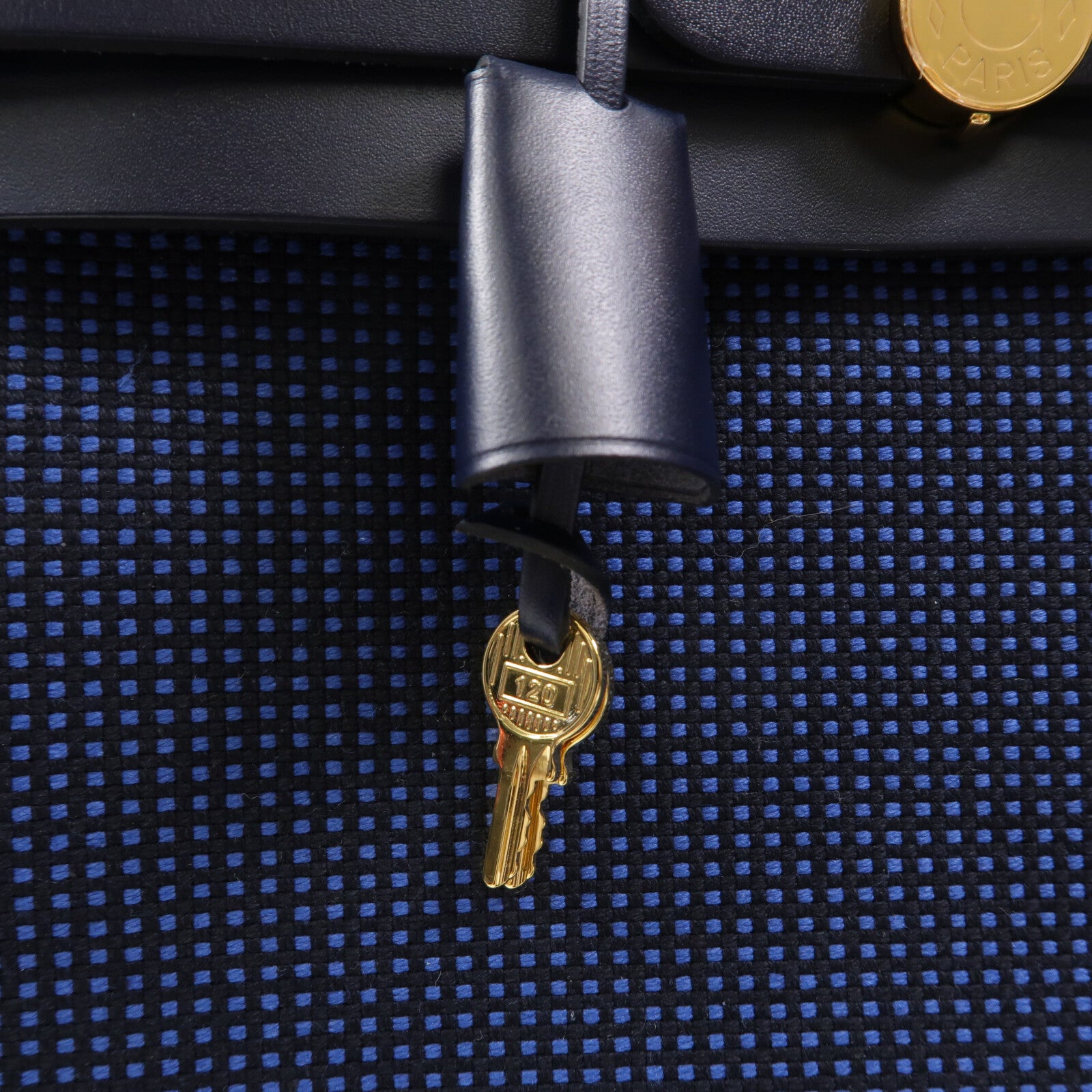 HERMES 帆布Herbag PM手挽肩背兩用袋Bleu Indigo