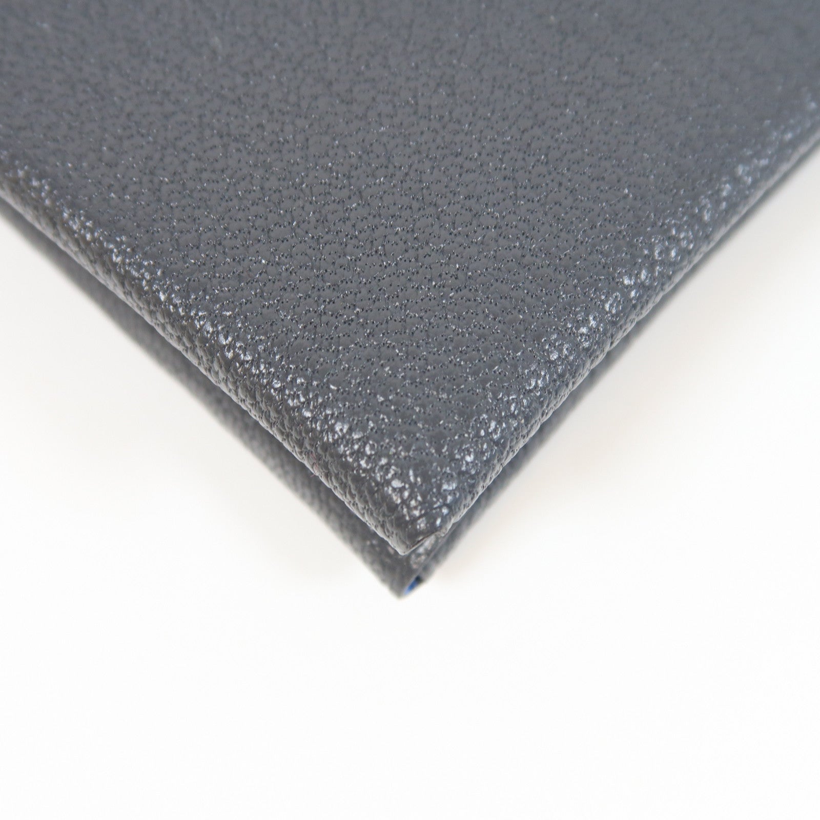 HERMES Chevre皮革Calvi Duo銀扣卡片套Graphite灰色