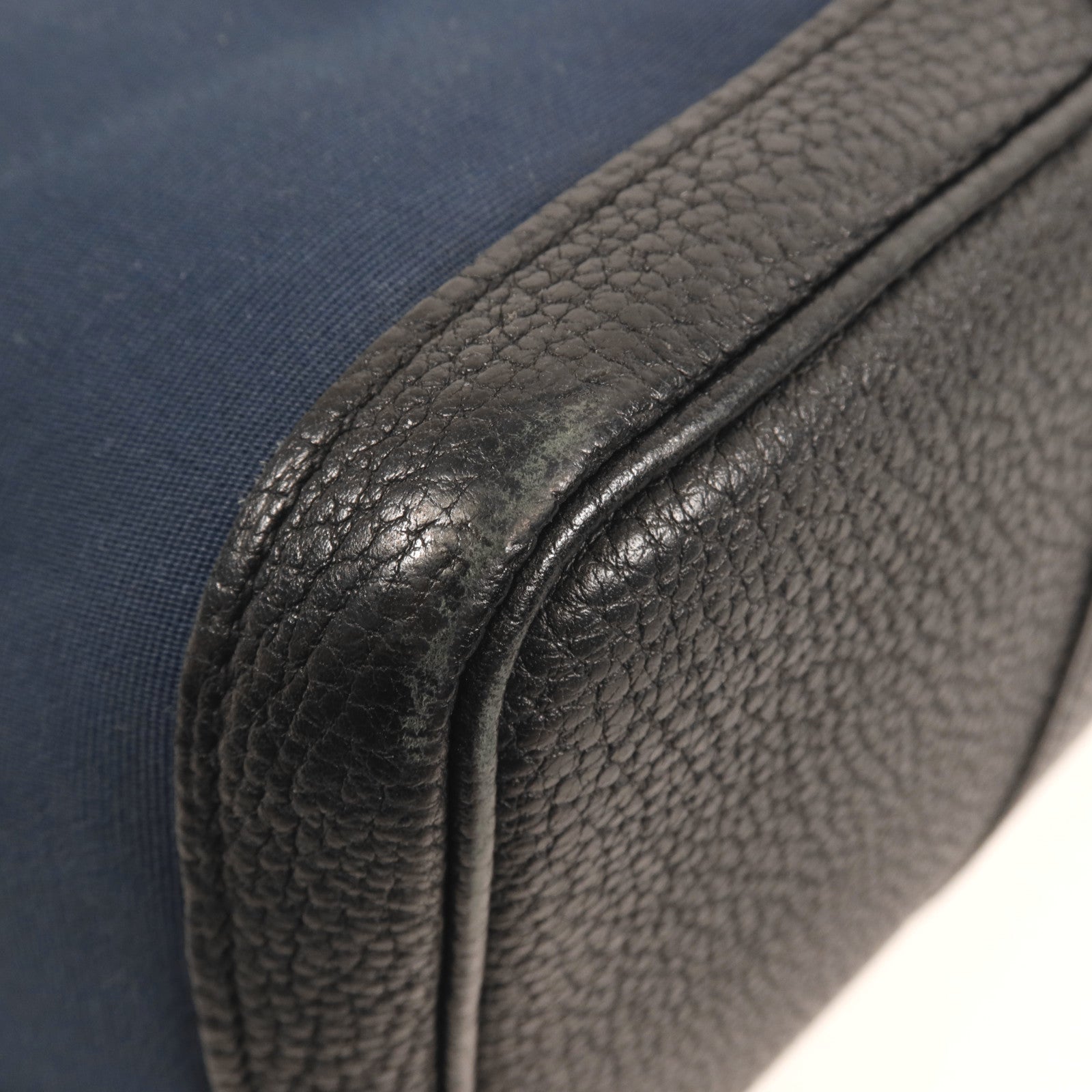 HERMES 帆布GardenParty PM銀扣手挽袋Bleu de Malte