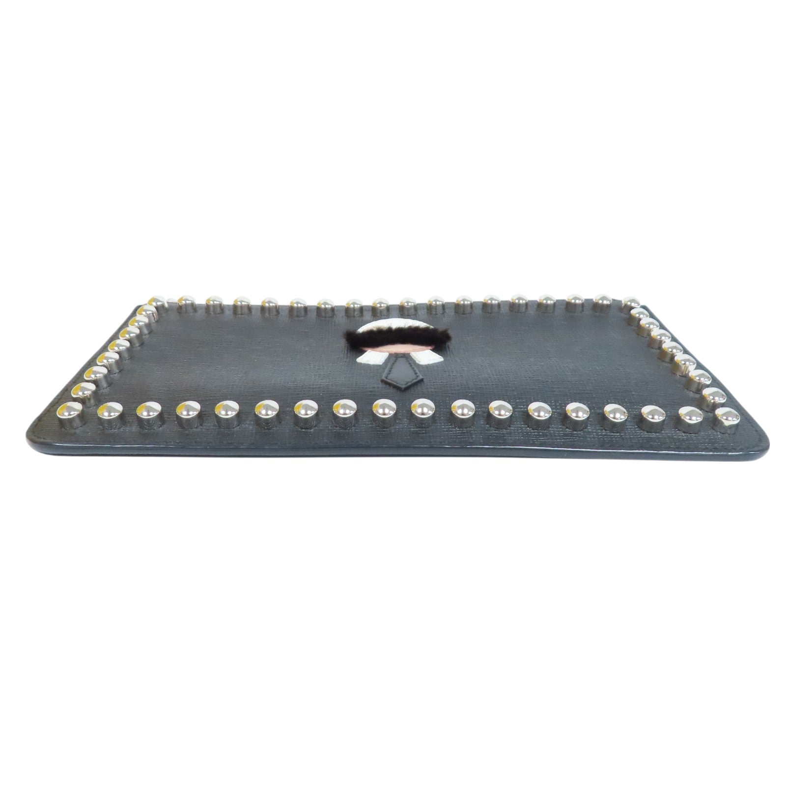 FENDI 塗層皮革Studded Karlito Clutch Pouch銀扣手拿包