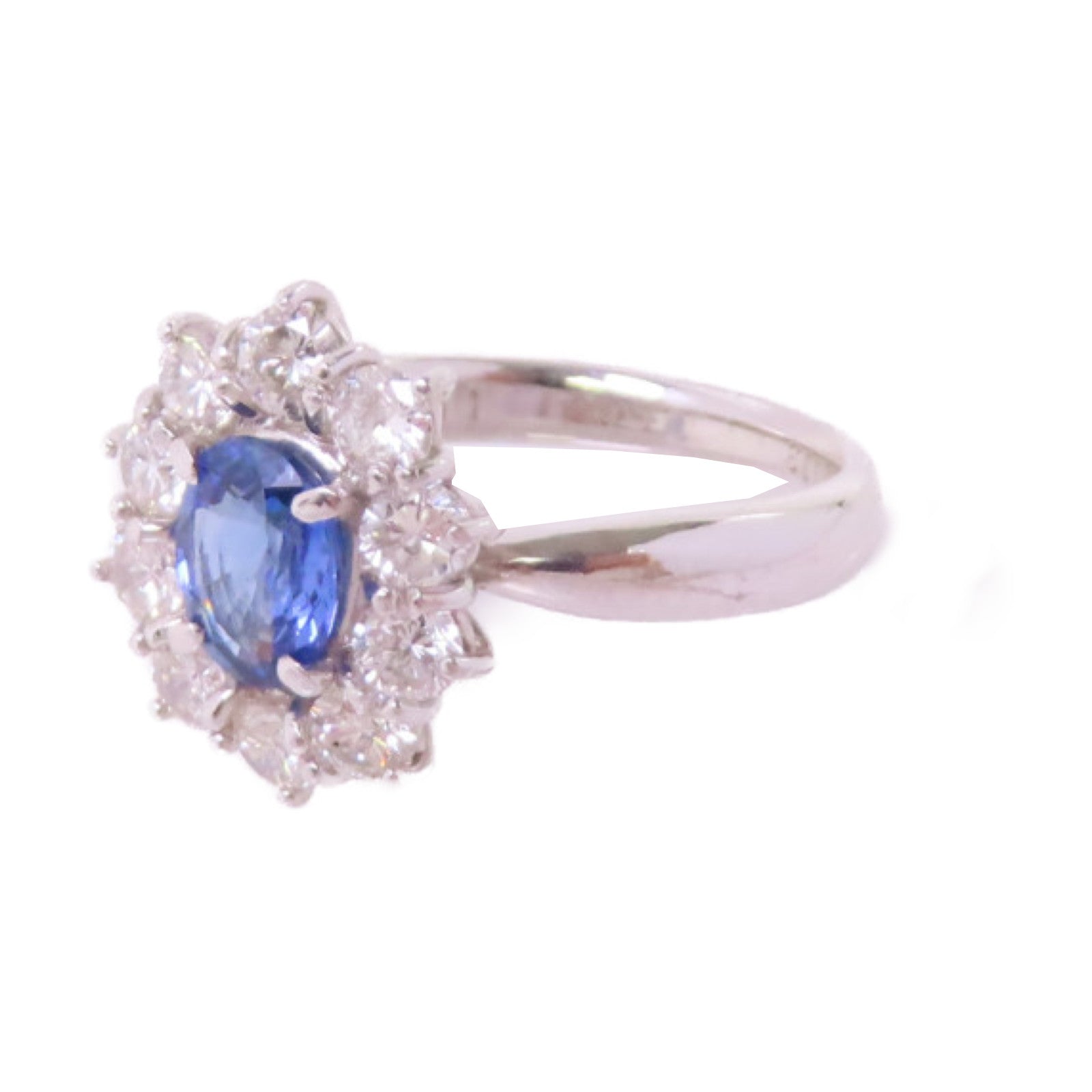 JEWELRY PT900鉑金/藍寶石/1.13ct鑽石Sapphire Diamond Ring戒指US#6.25