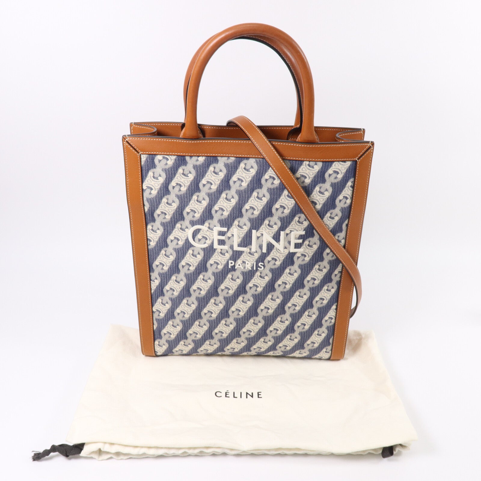 CELINE 帆布/牛皮皮革Cabas手挽肩背兩用袋