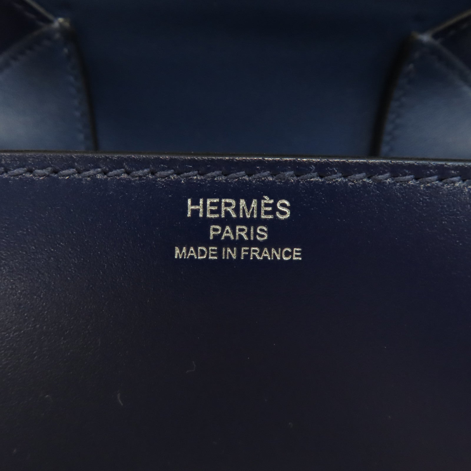 HERMES 【激減優惠】Tadelakt皮革Della Cavalleria Mini銀扣肩背袋Bleu Saphir/藍色