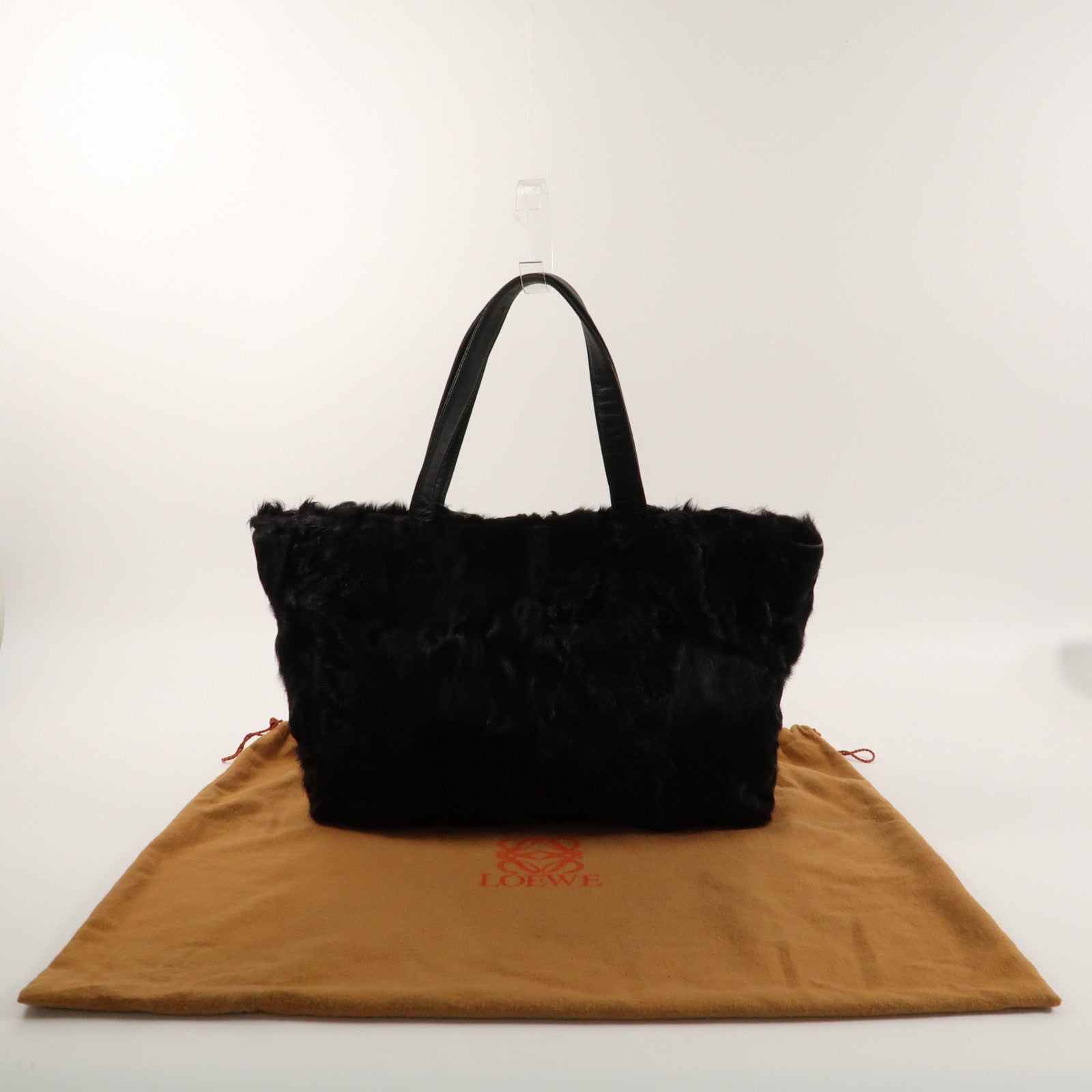 LOEWE 水貂皮草Tote Bag金扣手挽袋