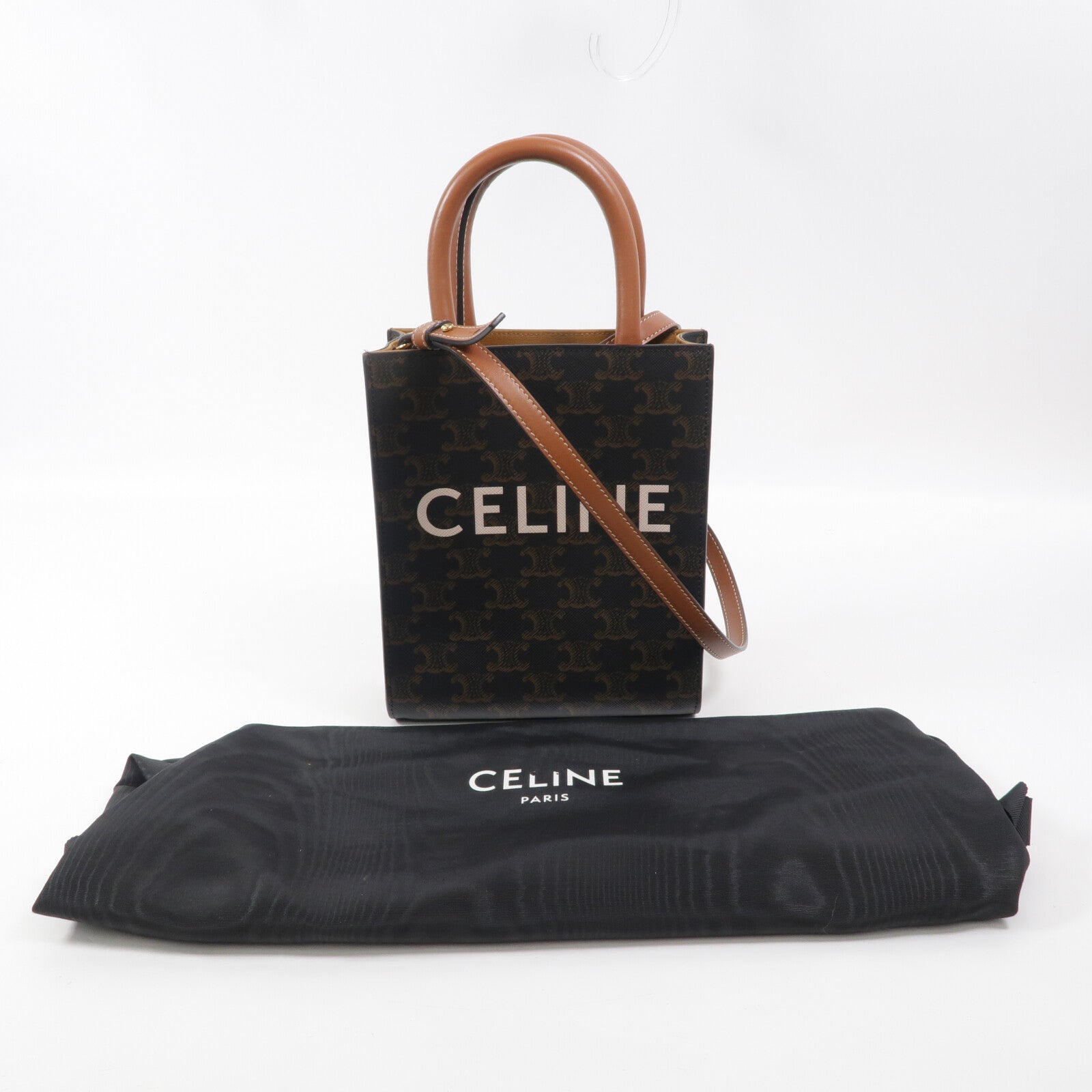 CELINE 塗層帆布Mini Vertical Cabas手挽肩背兩用袋