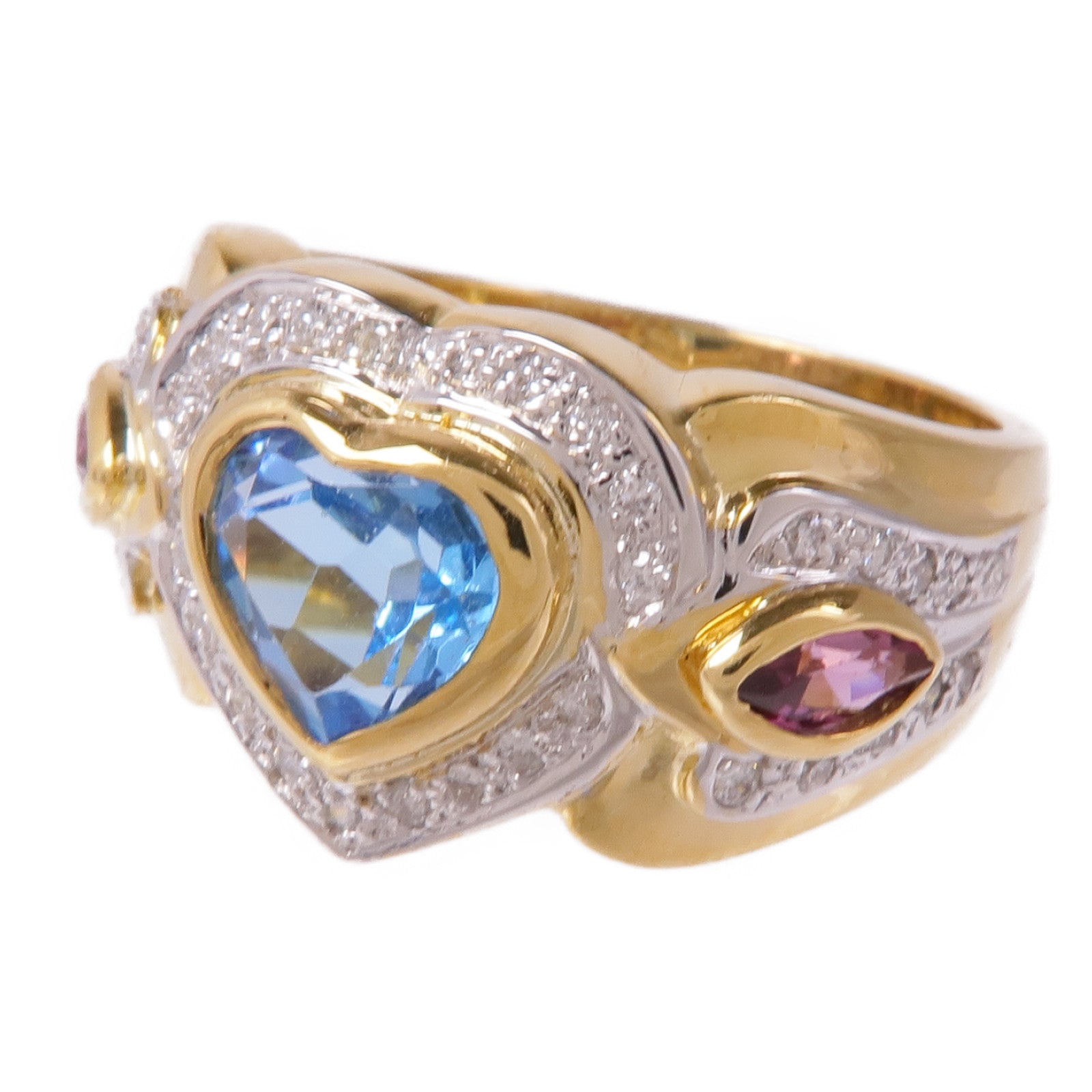 JEWELRY 18K白金/黃金/拓帕石/碧璽Topaz/Tourmaline/Diamond Ring鑽石戒指US#6.25