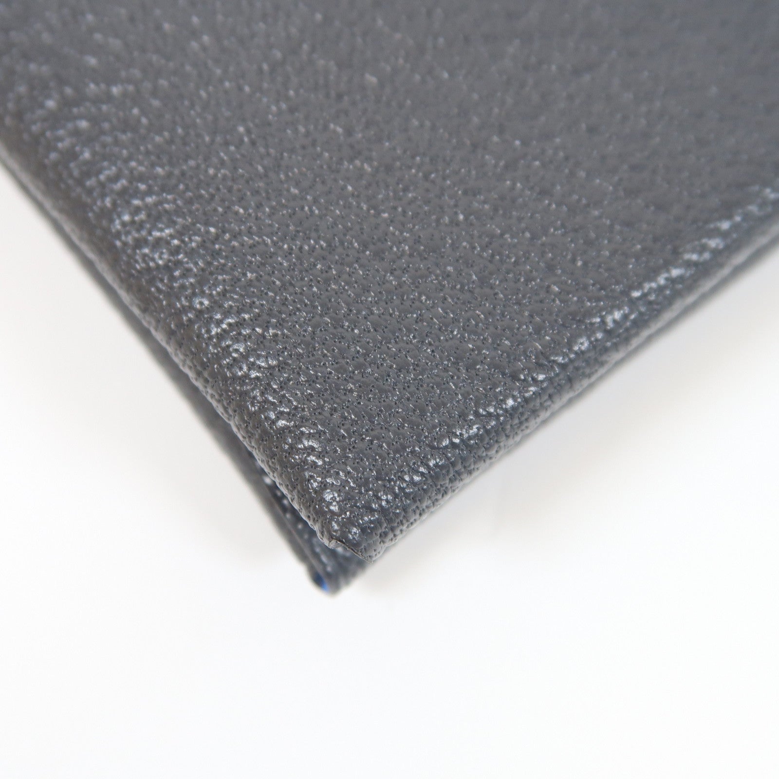 HERMES Chevre皮革Calvi Duo銀扣卡片套Graphite灰色