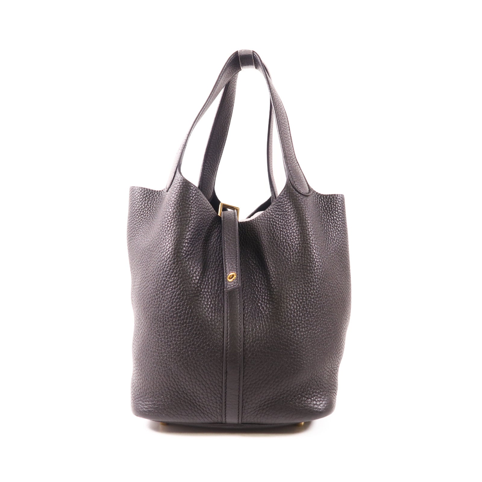 HERMES Clemence皮革Picotin MM金扣手挽袋89 Noir