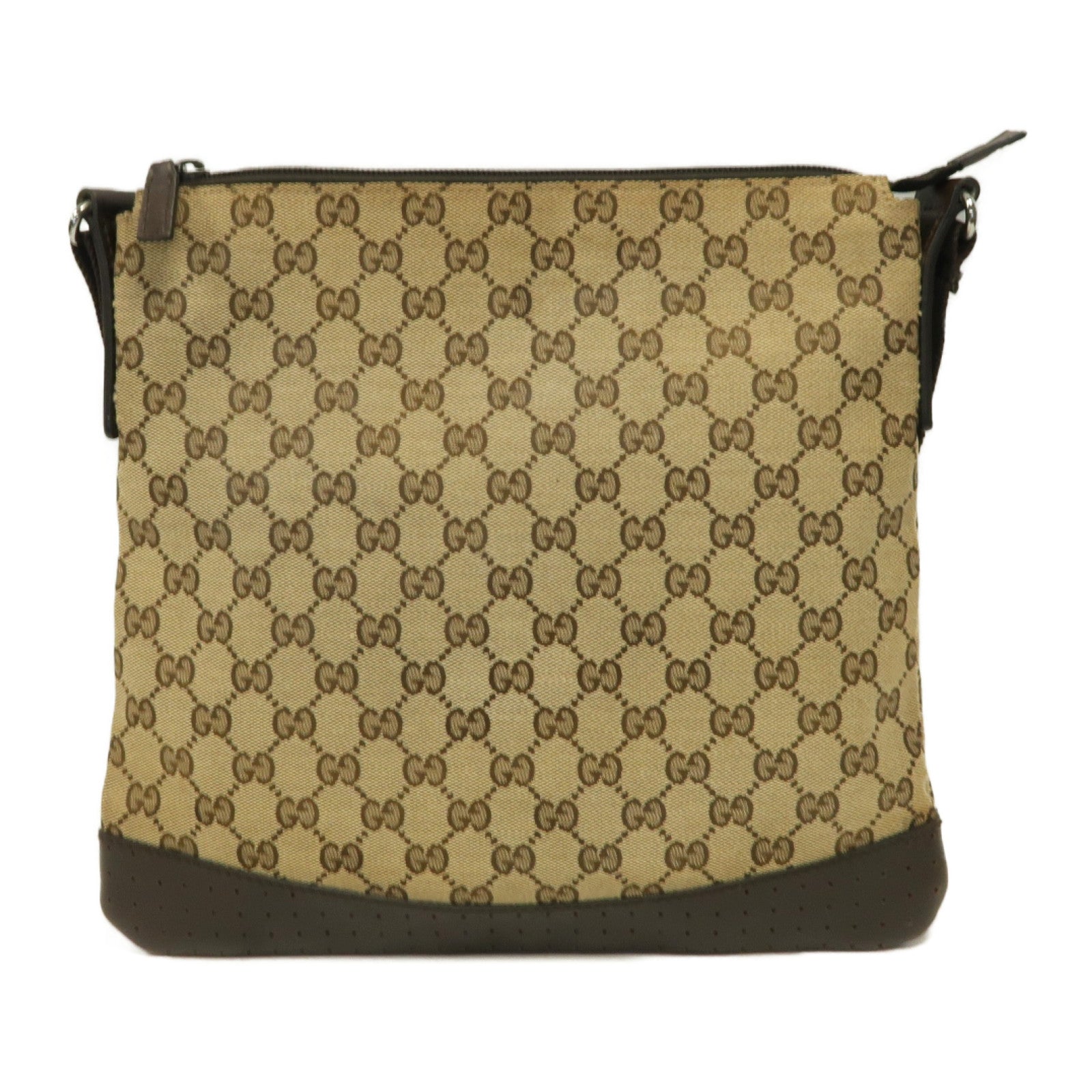 GUCCI 【激減優惠】帆布Shoulder Bag銀扣肩背袋啡色