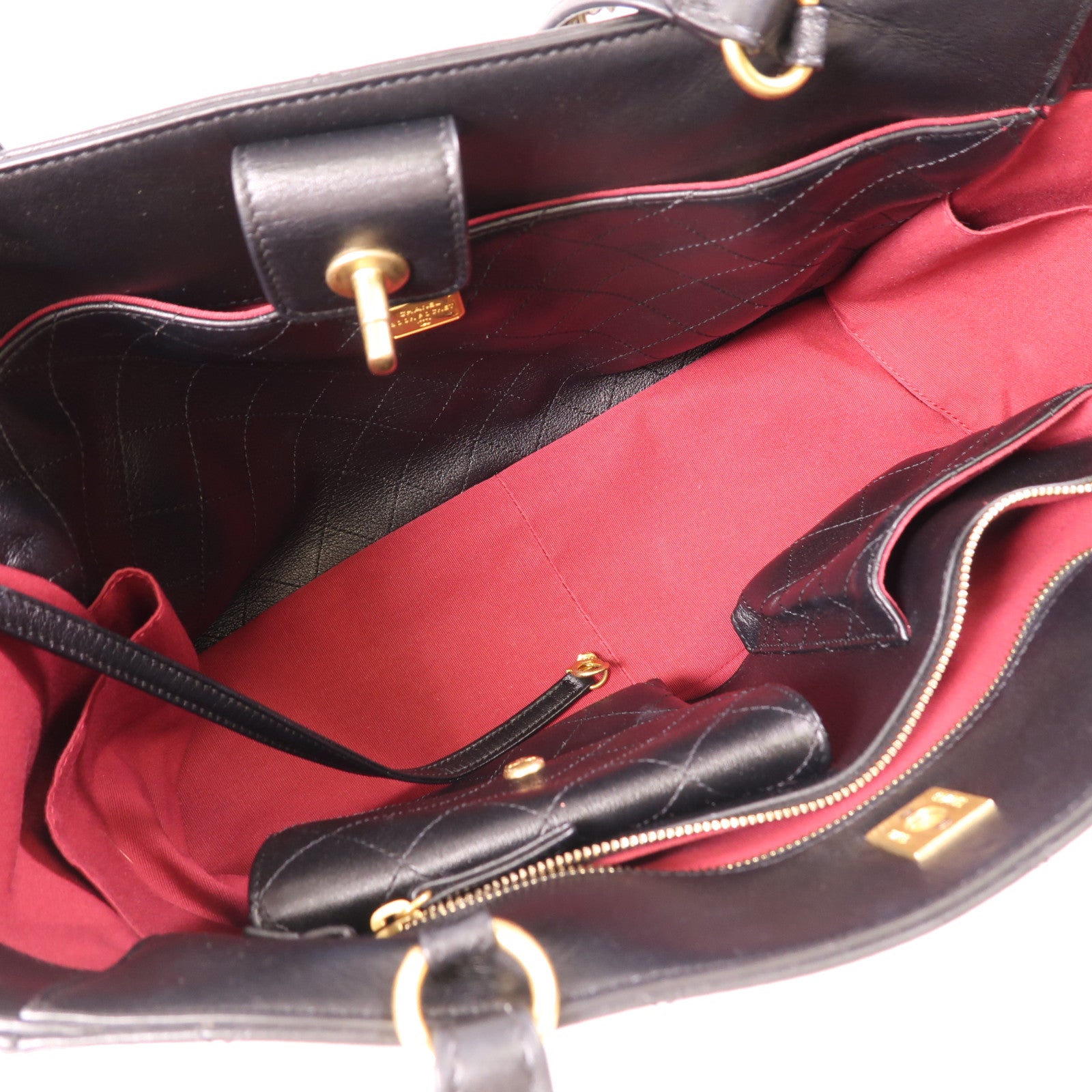 CHANEL CC GHW Tote Bag Shoulder Bag AS3537 Calfskin Leather Black
