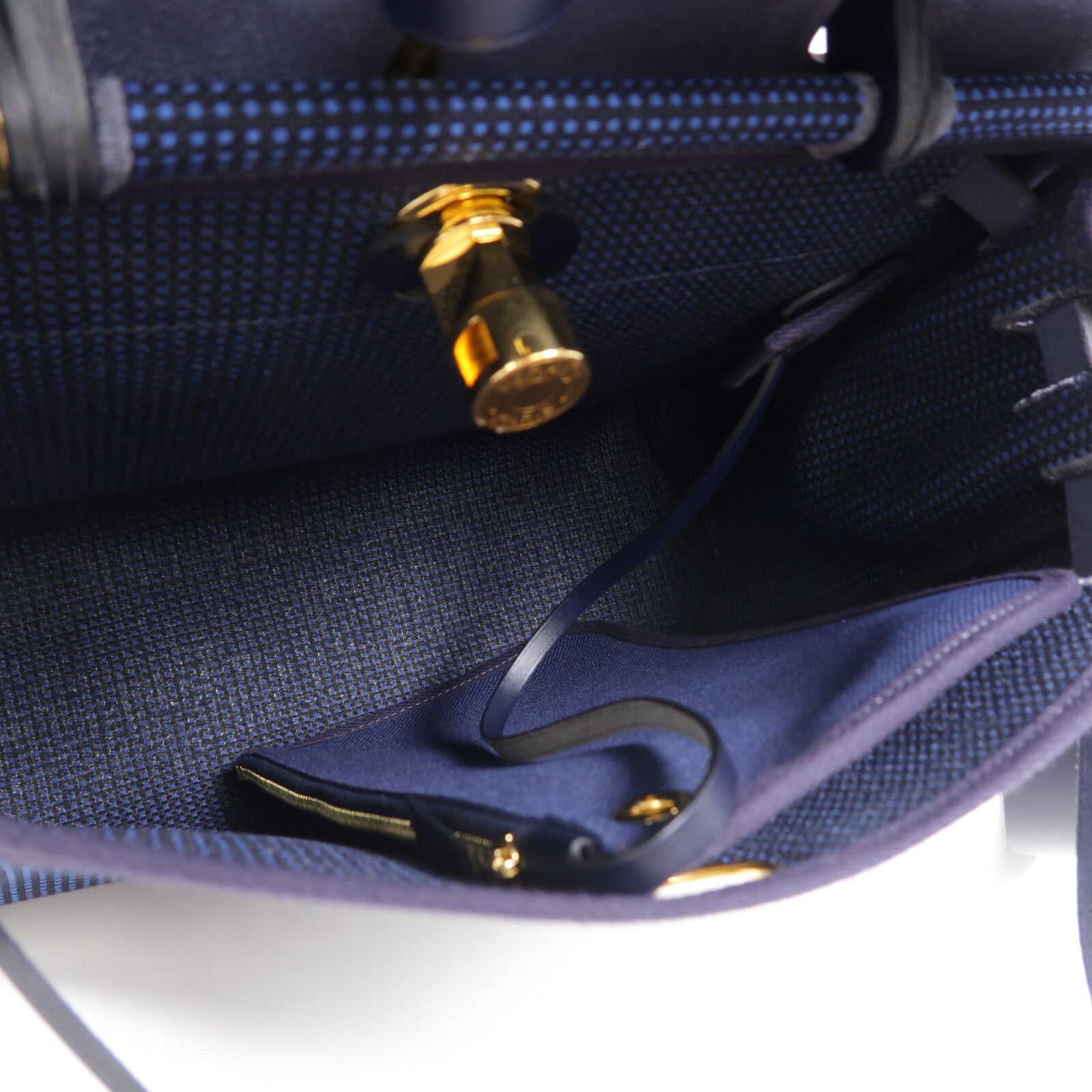 HERMES 帆布Herbag PM手挽肩背兩用袋Bleu Indigo