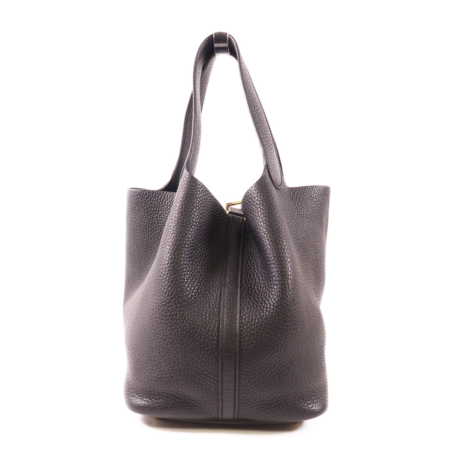 HERMES Clemence皮革Picotin MM金扣手挽袋89 Noir