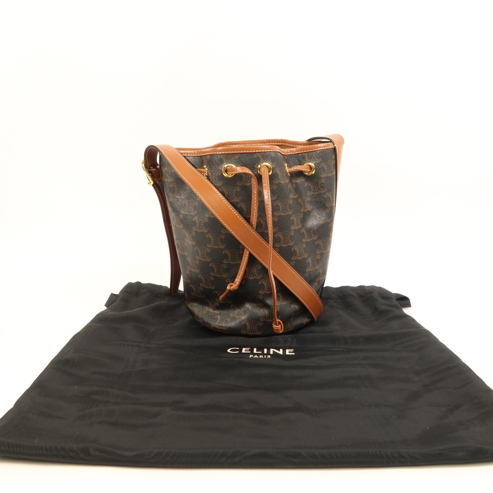 CELINE 塗層帆布Triomphe Bag金扣肩背袋