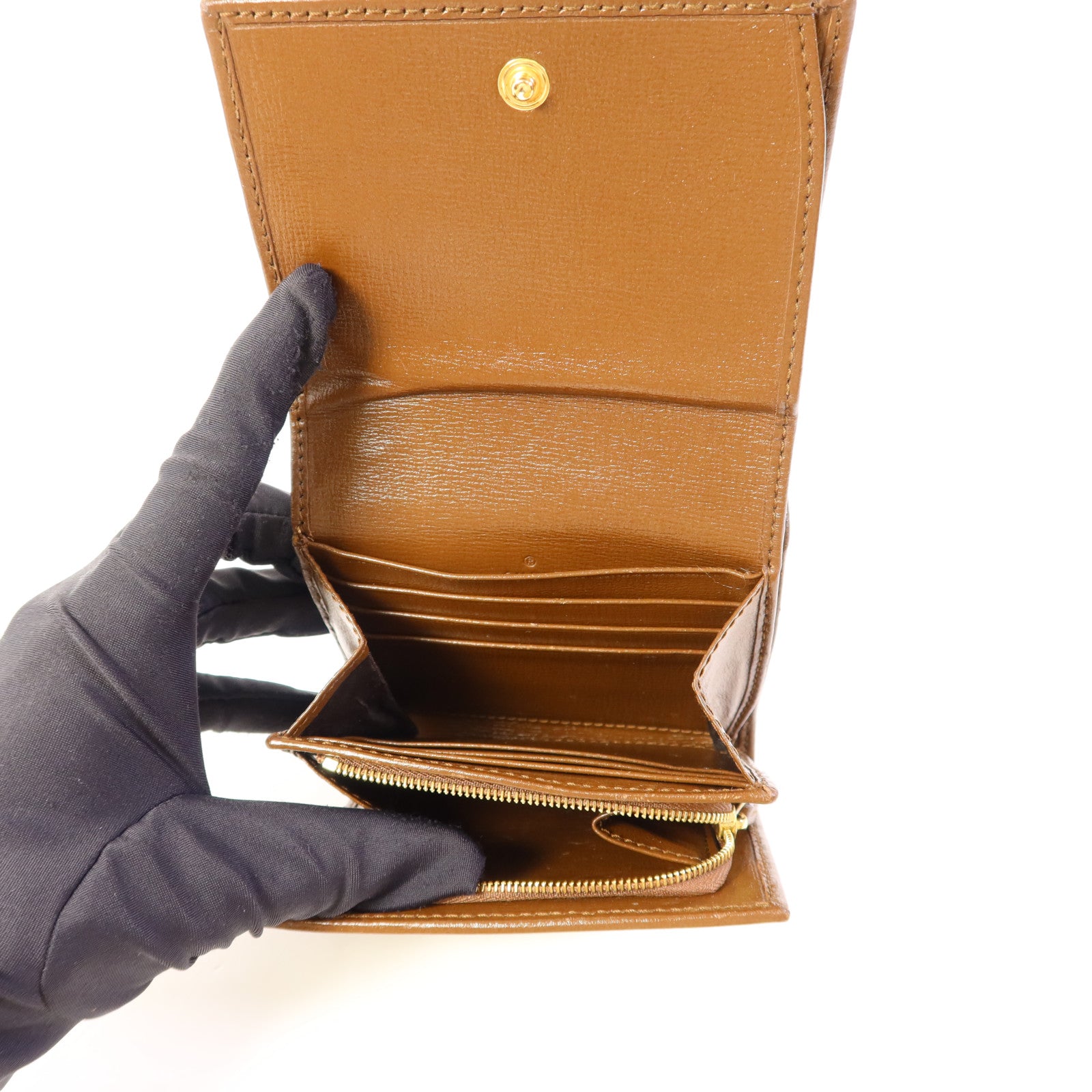 GUCCI 塗層帆布Horsebit 1955金扣錢包