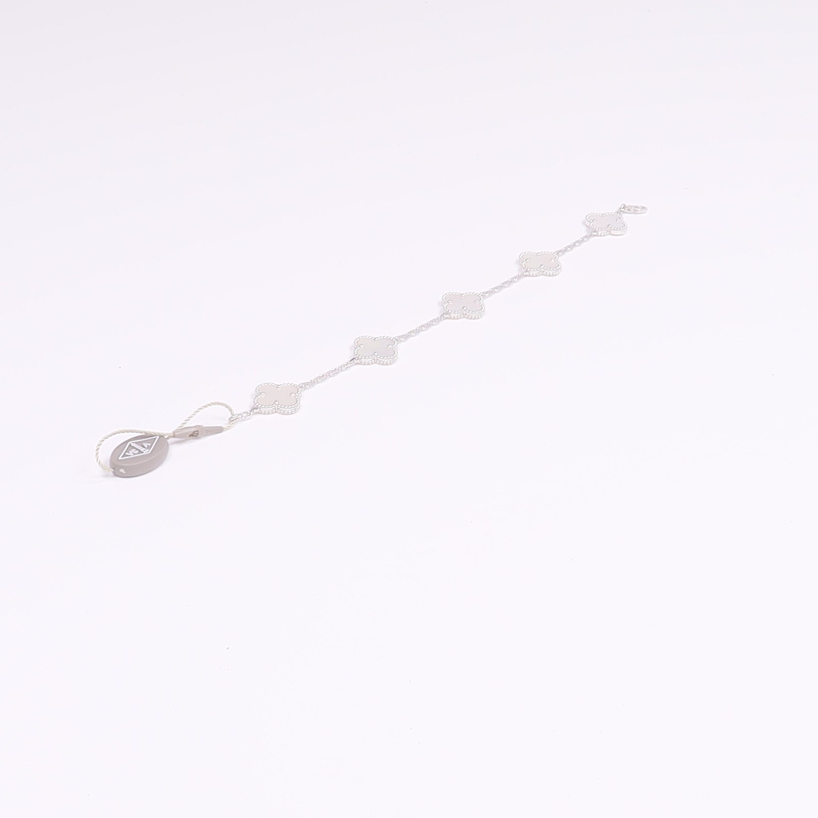 Van Cleef & Arpels 18K白金Vintage Alhambra Bracelet 5 Motifs珍珠母貝手鏈