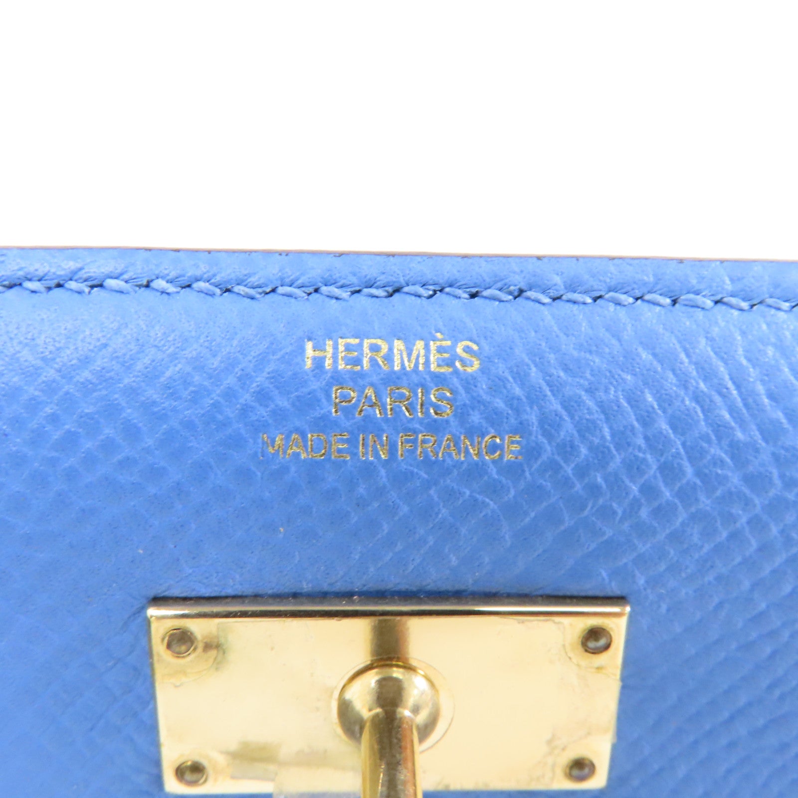 HERMES 【激減優惠】Epsom皮革Kelly Compact Wallet金扣錢包Blue Paradis/藍色