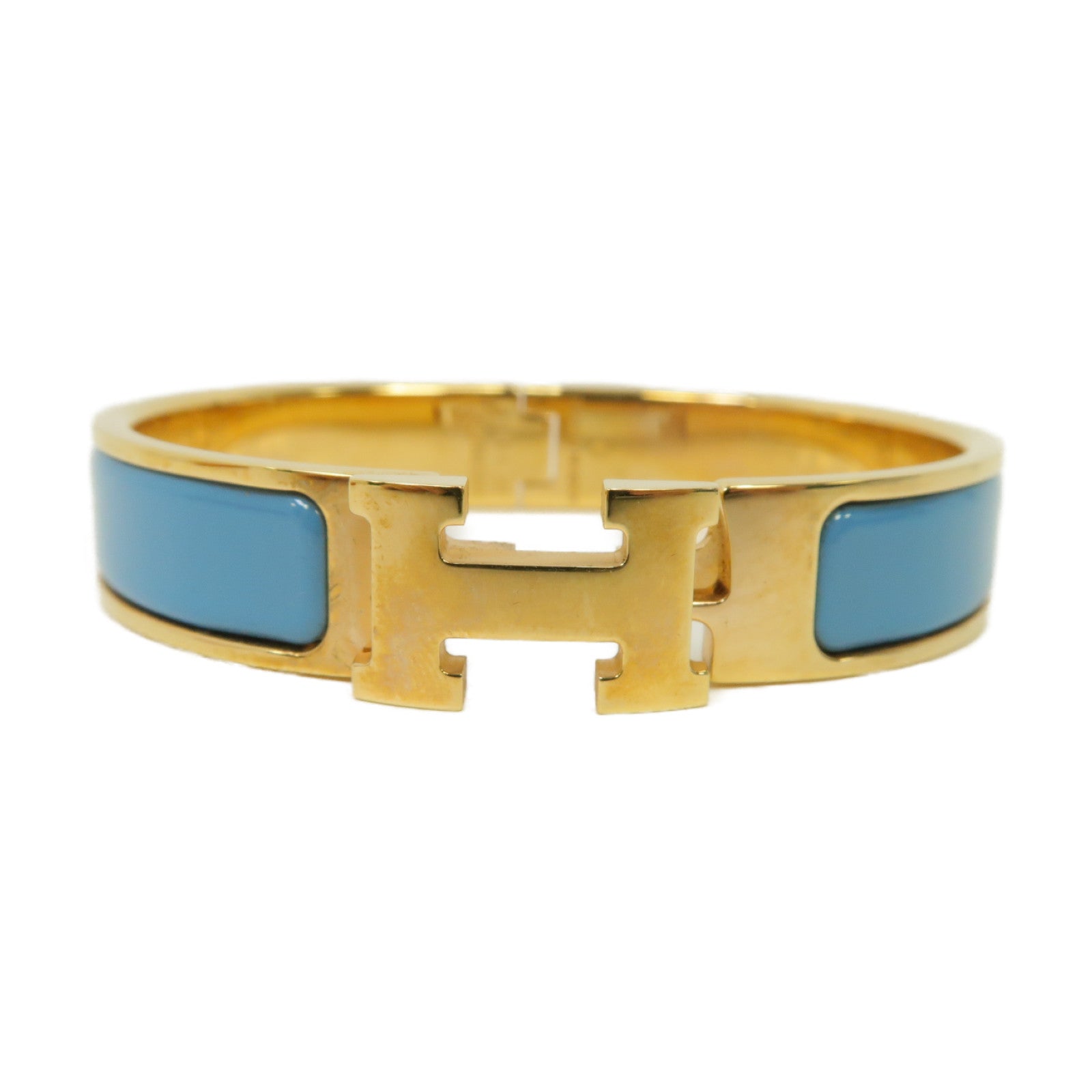 HERMES 金屬Clic H Bracelet手鐲藍色