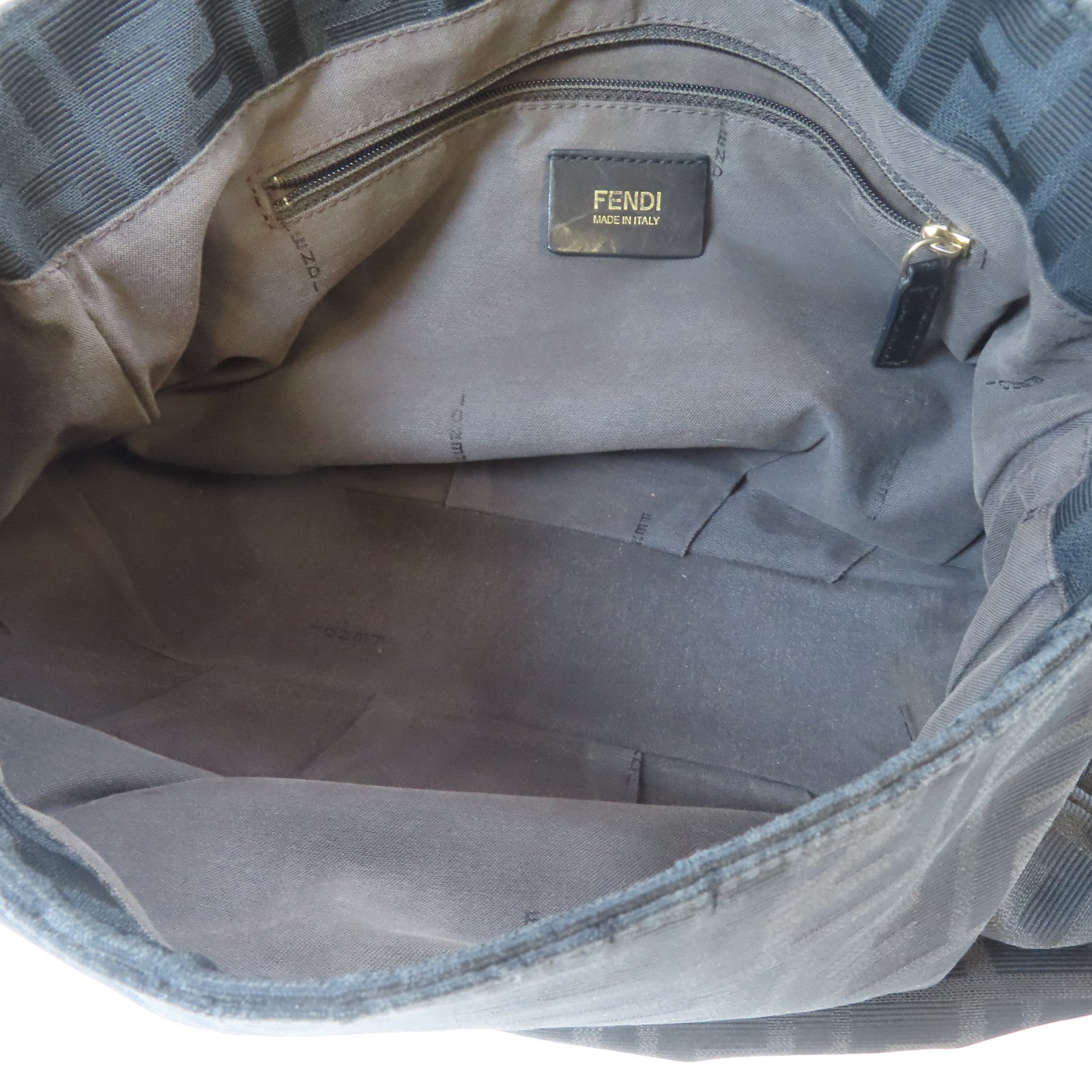 FENDI 帆布Zucca Mia Flap銀扣肩背袋啡色