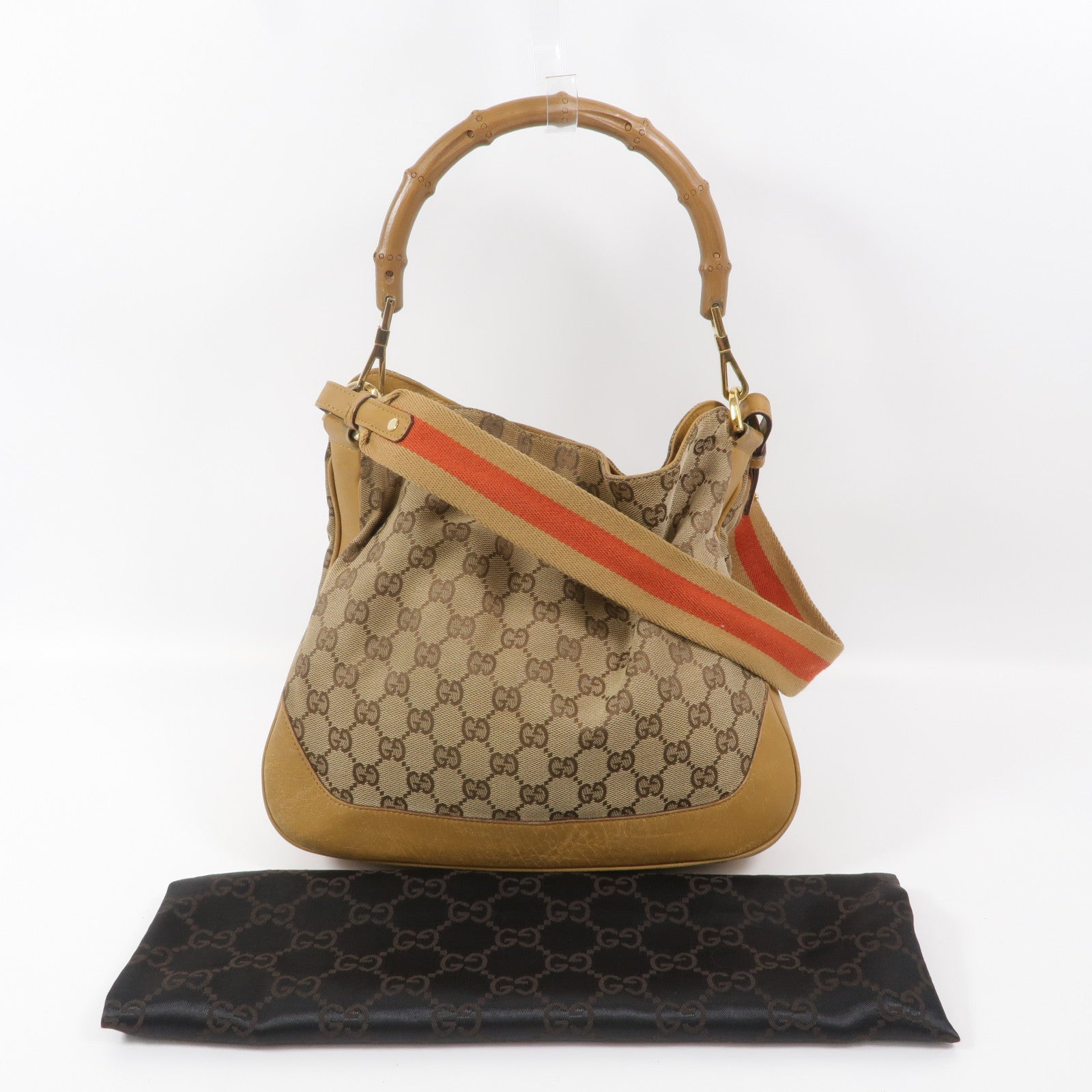 GUCCI 帆布Bamboo 2 Way Shoulder手挽肩背兩用袋