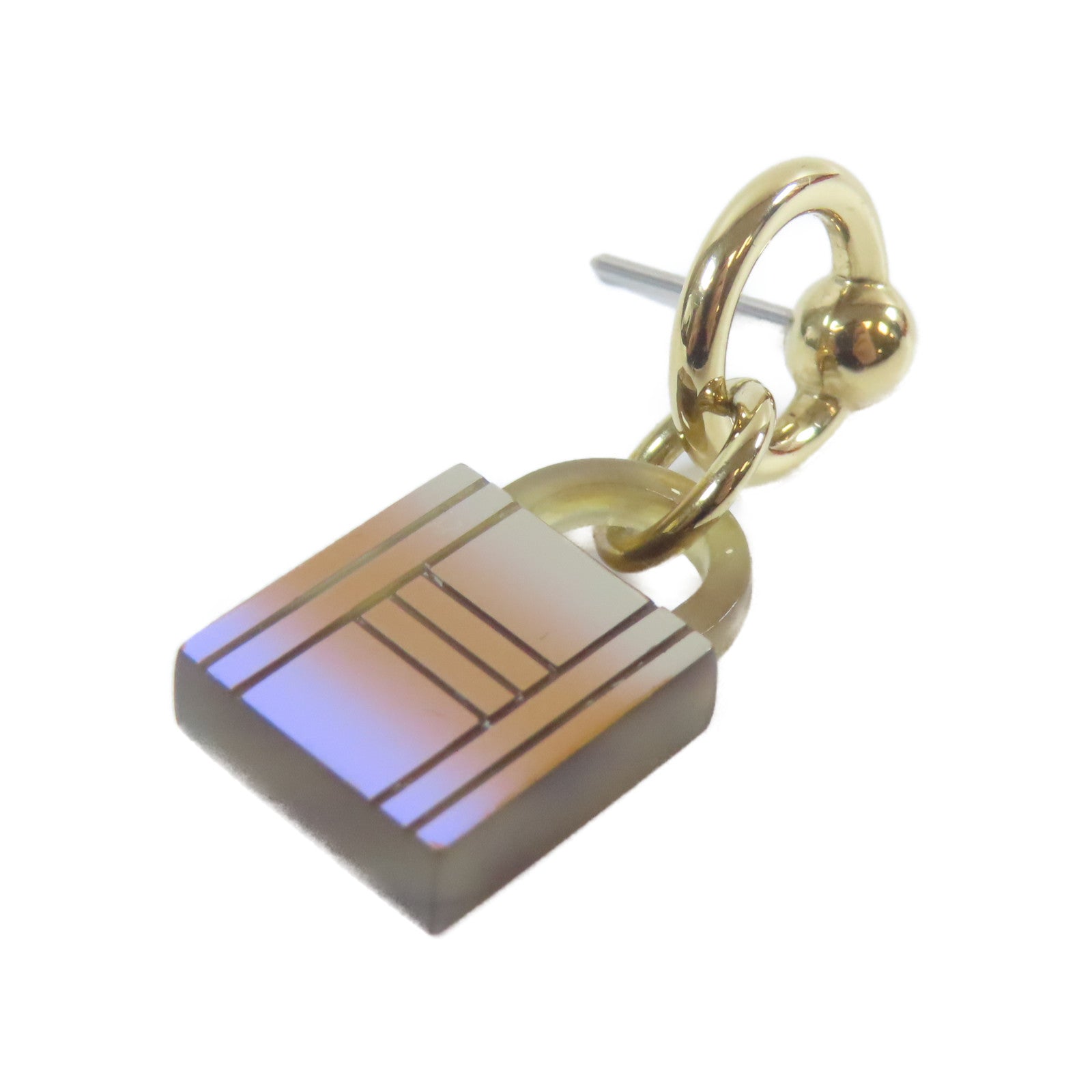 HERMES 水牛角/金屬Amulet Maroquinier Earrings金扣耳環粉紅色/紅色/金色