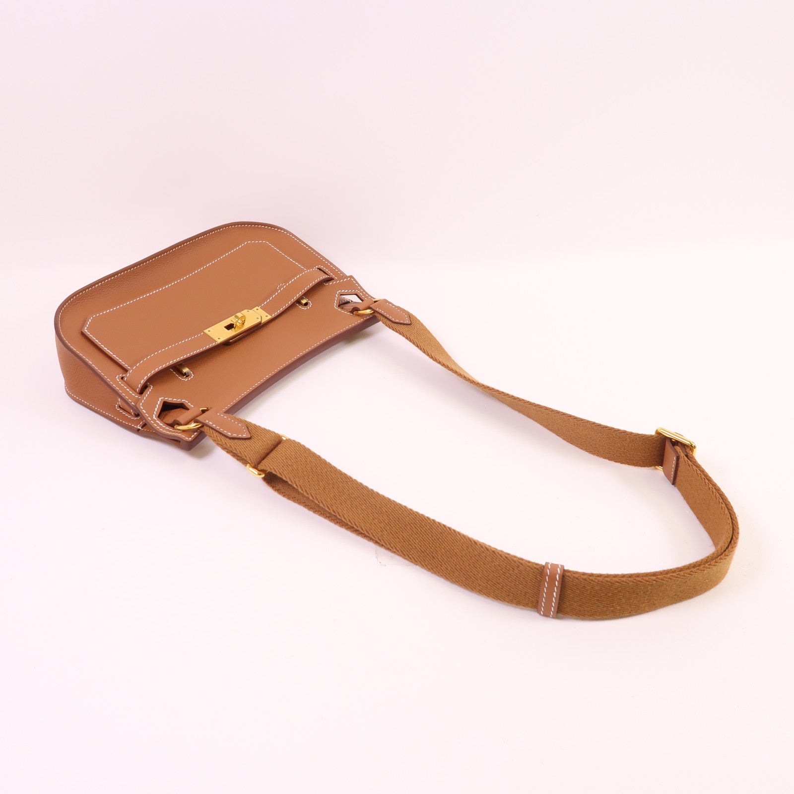 HERMES Evercolor皮革Jypsiere Mini金扣肩背袋Gold
