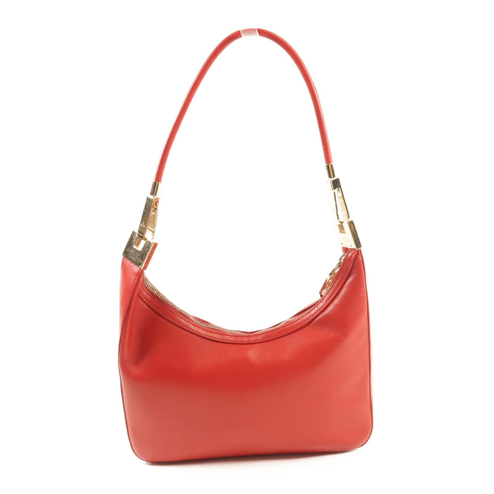 GUCCI GG GHW Shoulder Bag Calfskin Leather 0013812 Red