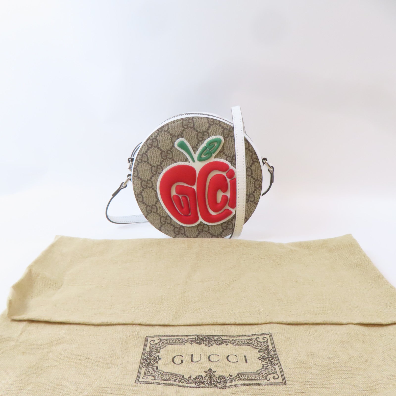 GUCCI 【激減優惠】塗層帆布Children's Shoulder Bag銀扣肩背袋啡色/白色