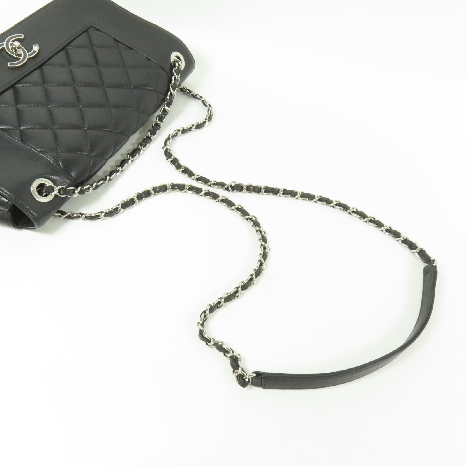 CHANEL 牛皮皮革Chain Shoulder Bag銀扣肩背袋