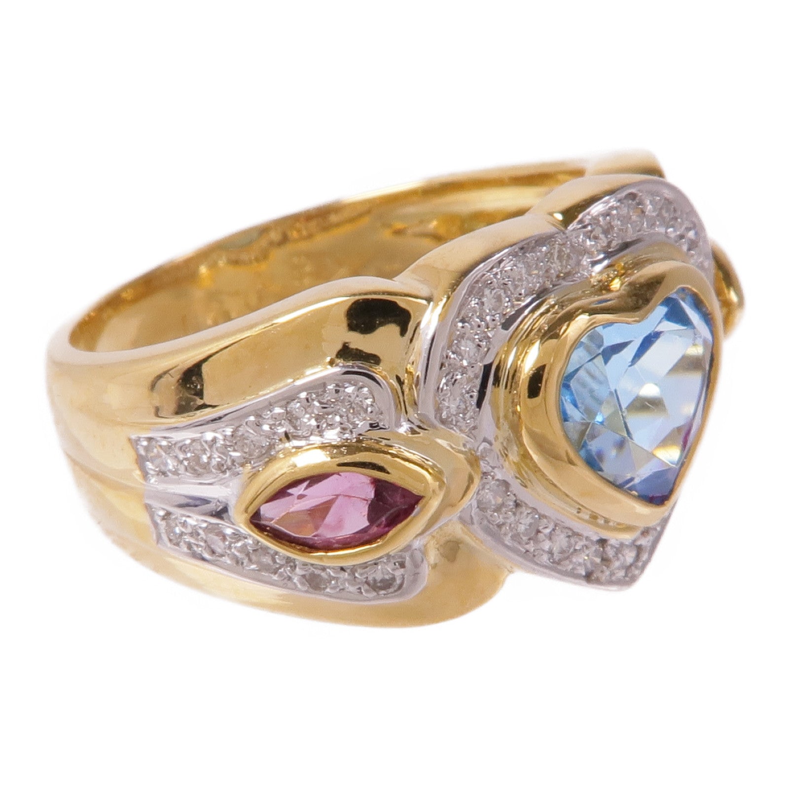 JEWELRY 18K白金/黃金/拓帕石/碧璽Topaz/Tourmaline/Diamond Ring鑽石戒指US#6.25