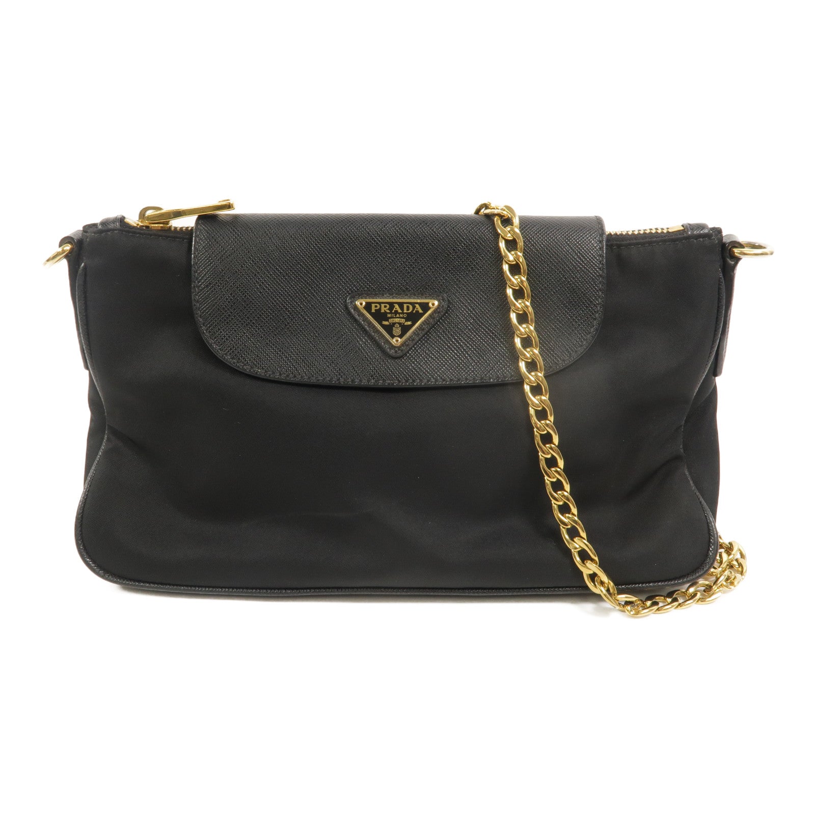 PRADA 尼龍Shoulder Bag鏈帶肩背袋