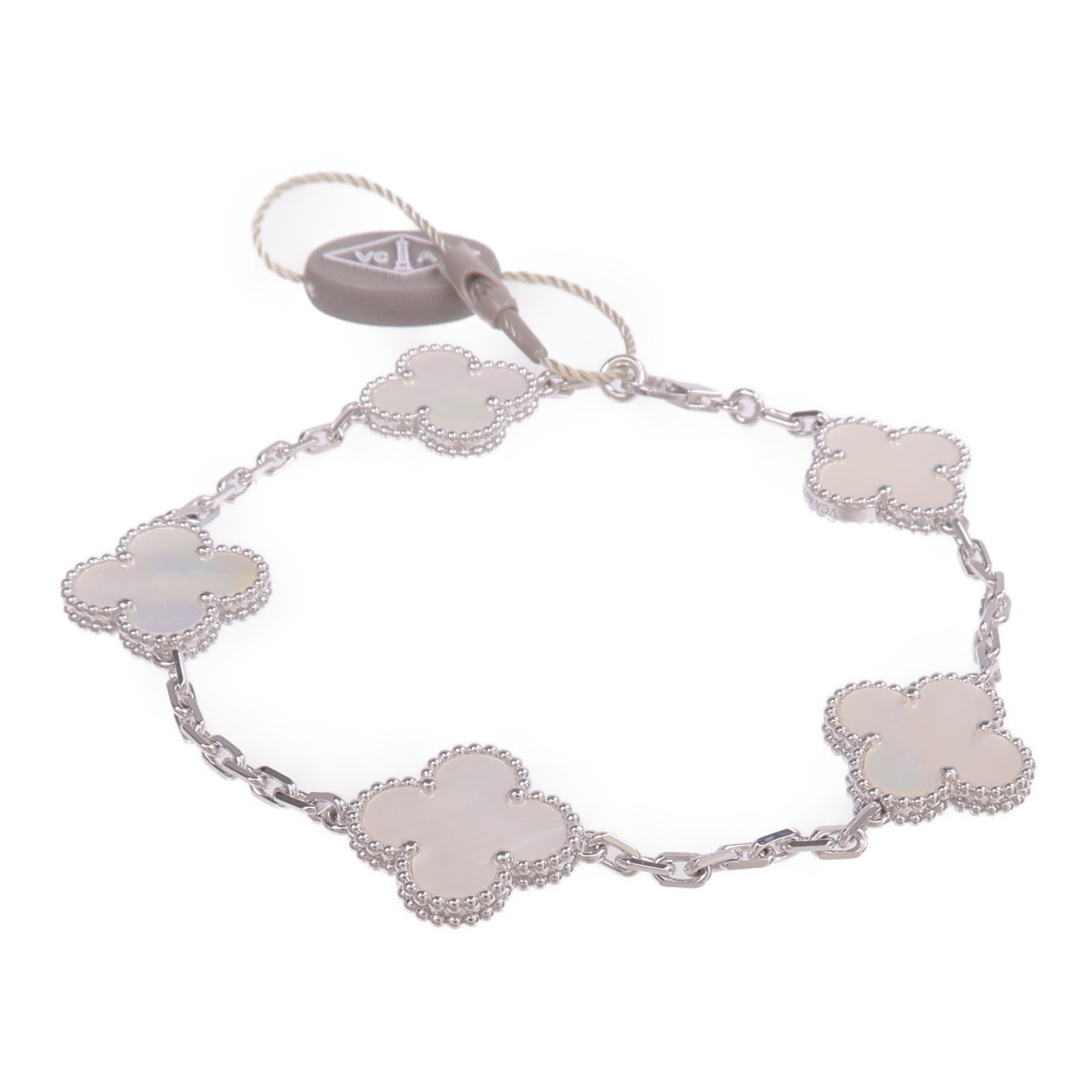 Van Cleef & Arpels 18K白金Vintage Alhambra Bracelet 5 Motifs珍珠母貝手鏈