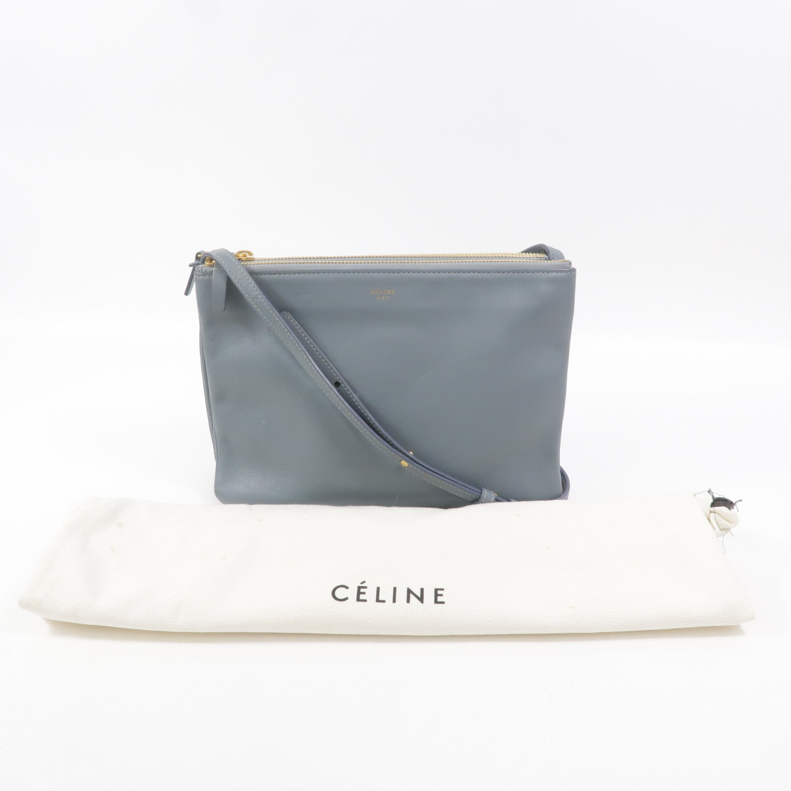 CELINE 牛皮皮革Trio肩背袋