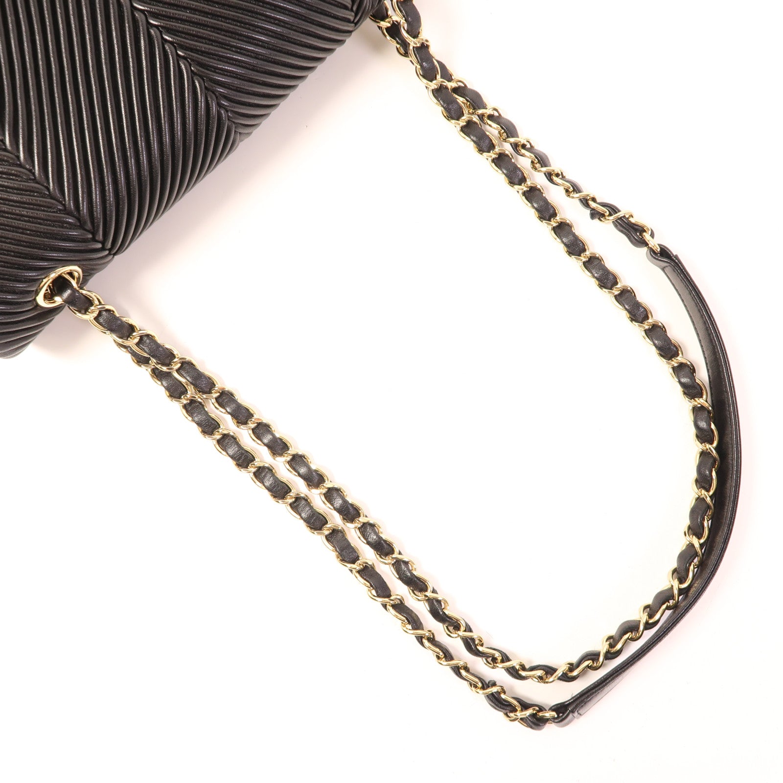 CHANEL 牛皮皮革Shoulder Bag金扣鏈帶肩背袋