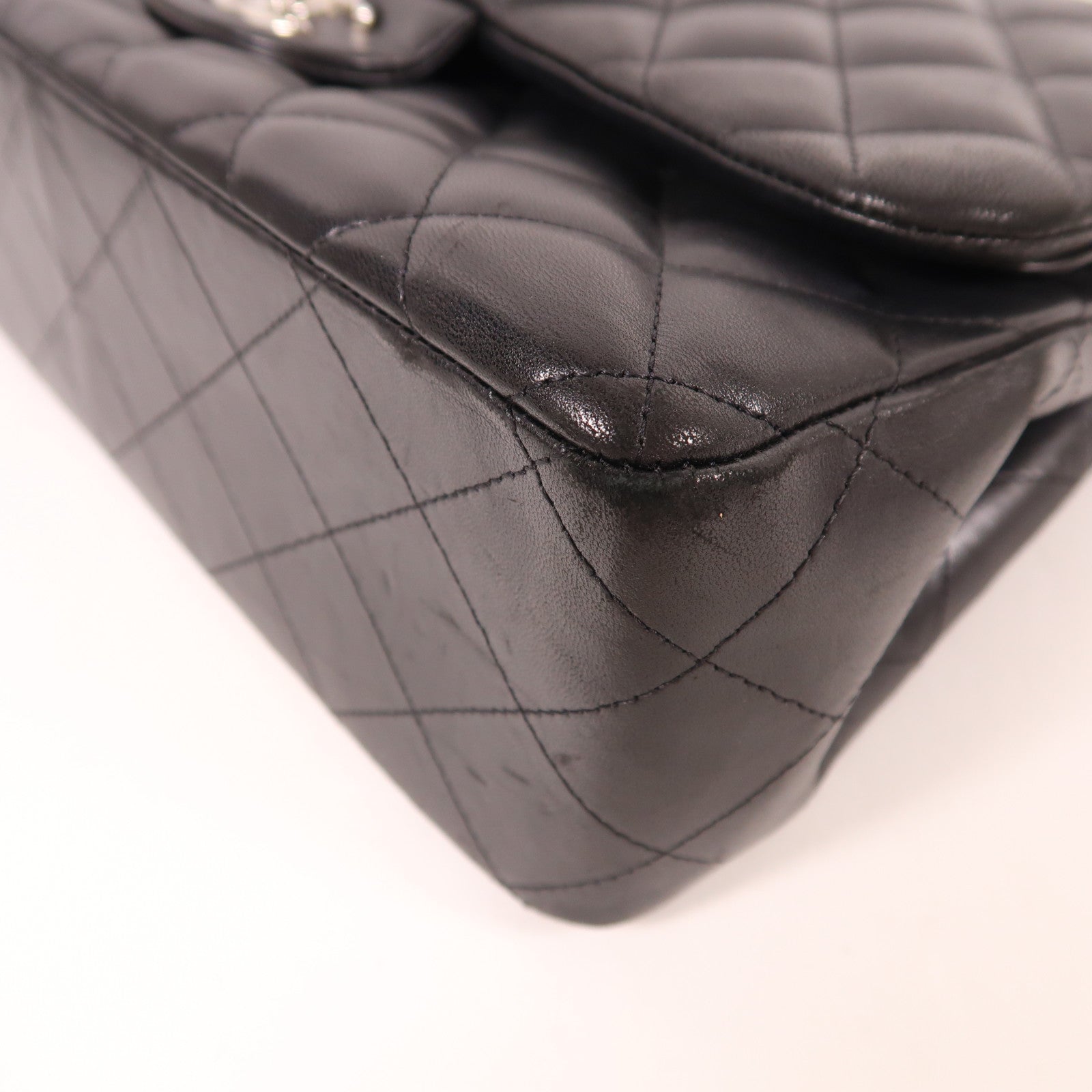 CHANEL CC SHW Large Classic Chain Shoulder Bag Lambskin Leather Black