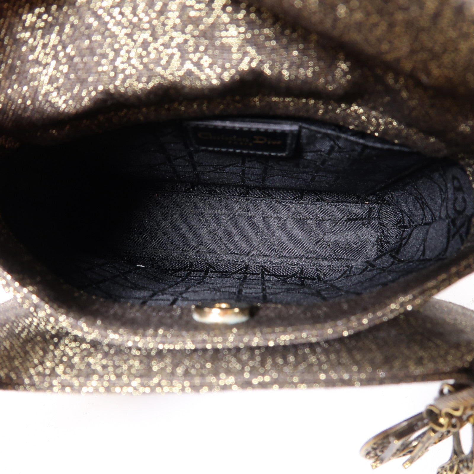 Dior 帆布Handbag金扣手挽袋金色