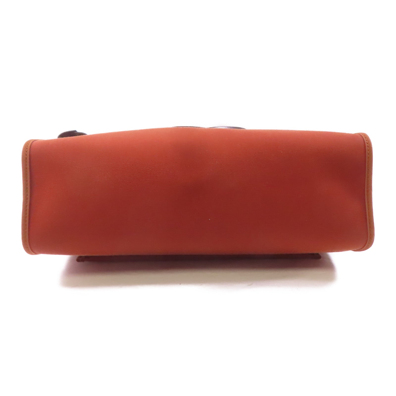 HERMES 帆布Herbag PM銀扣手挽肩背兩用袋Brique/橙色