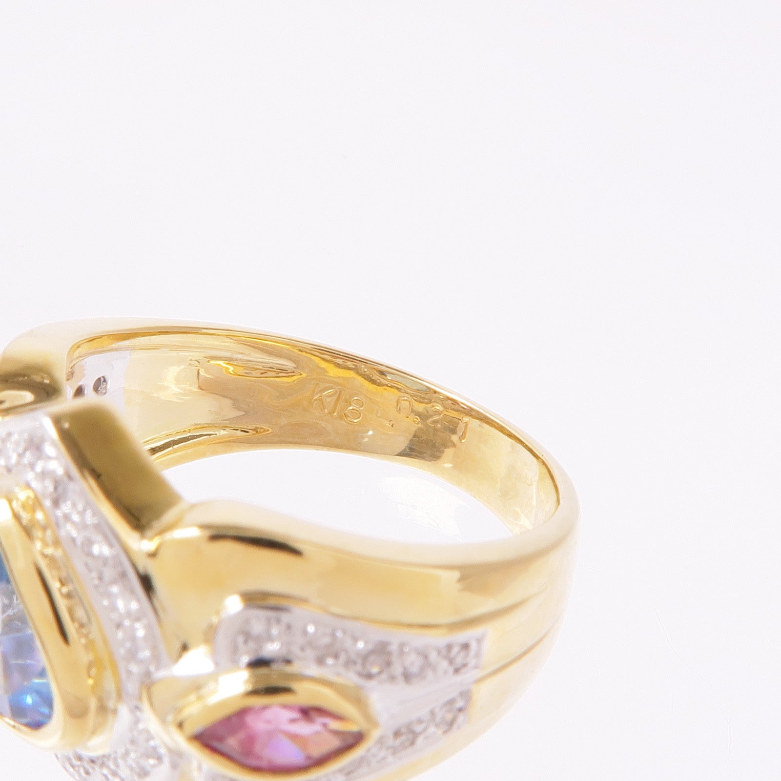 JEWELRY 18K白金/黃金/拓帕石/碧璽Topaz/Tourmaline/Diamond Ring鑽石戒指US#6.25