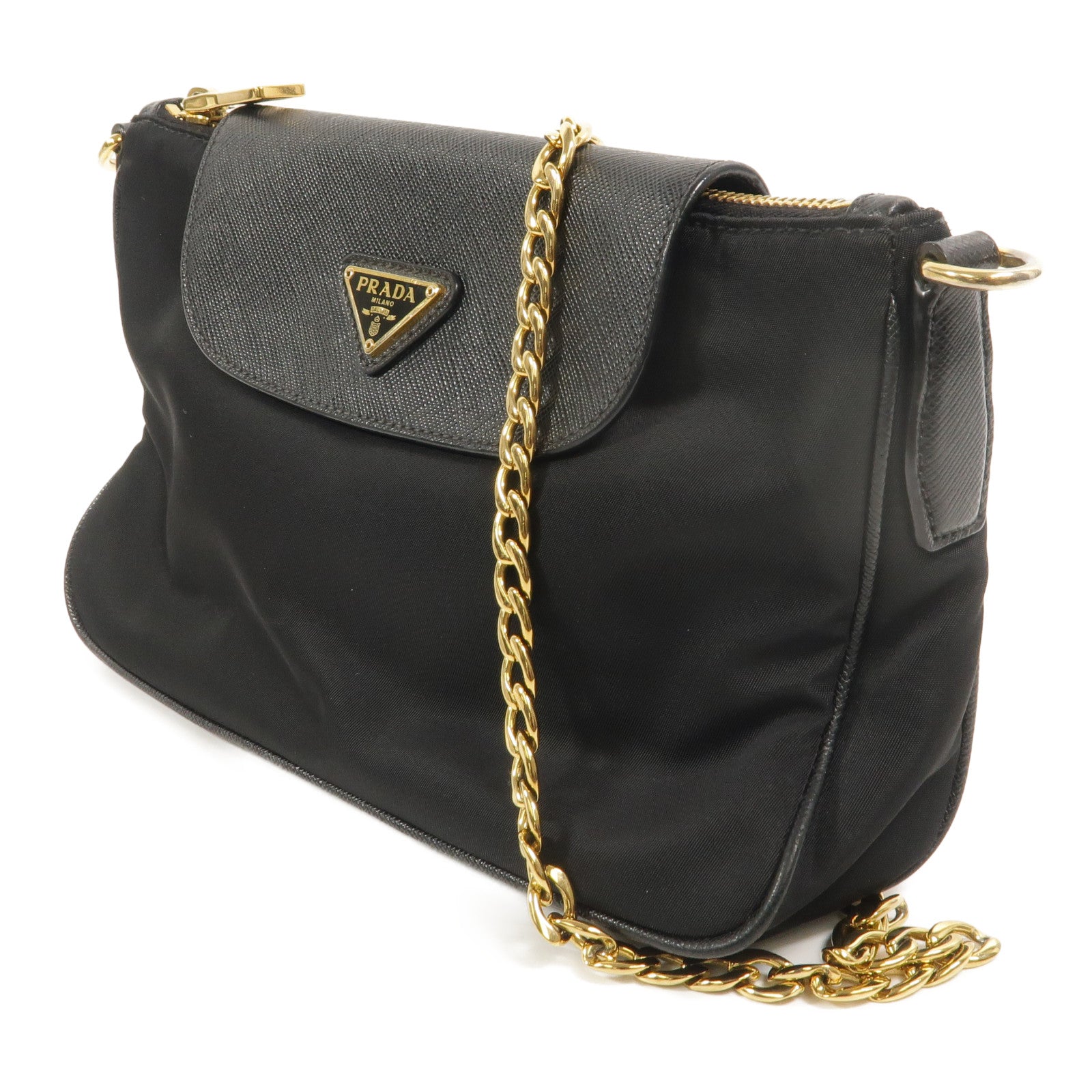 PRADA 尼龍Shoulder Bag鏈帶肩背袋