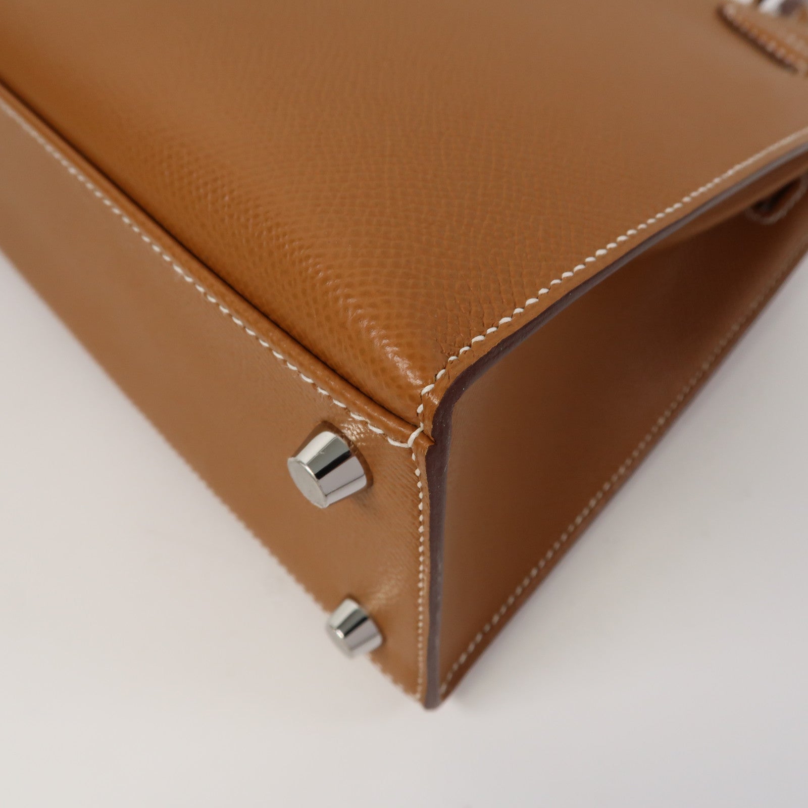 HERMES 【激減優惠】Epsom皮革Kelly 25銀扣手挽肩背兩用袋經典駝色