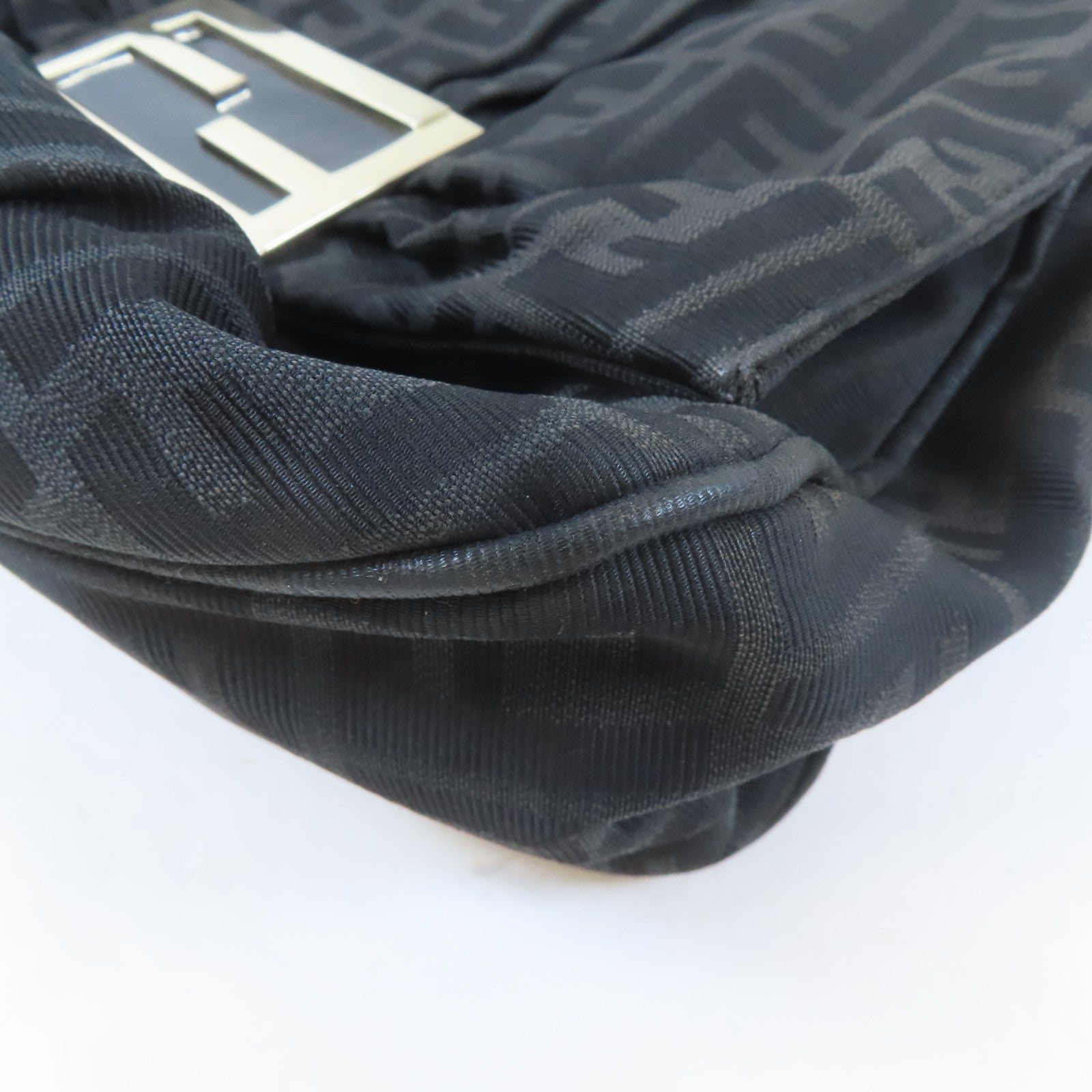 FENDI 帆布Zucca Mia Flap銀扣肩背袋啡色