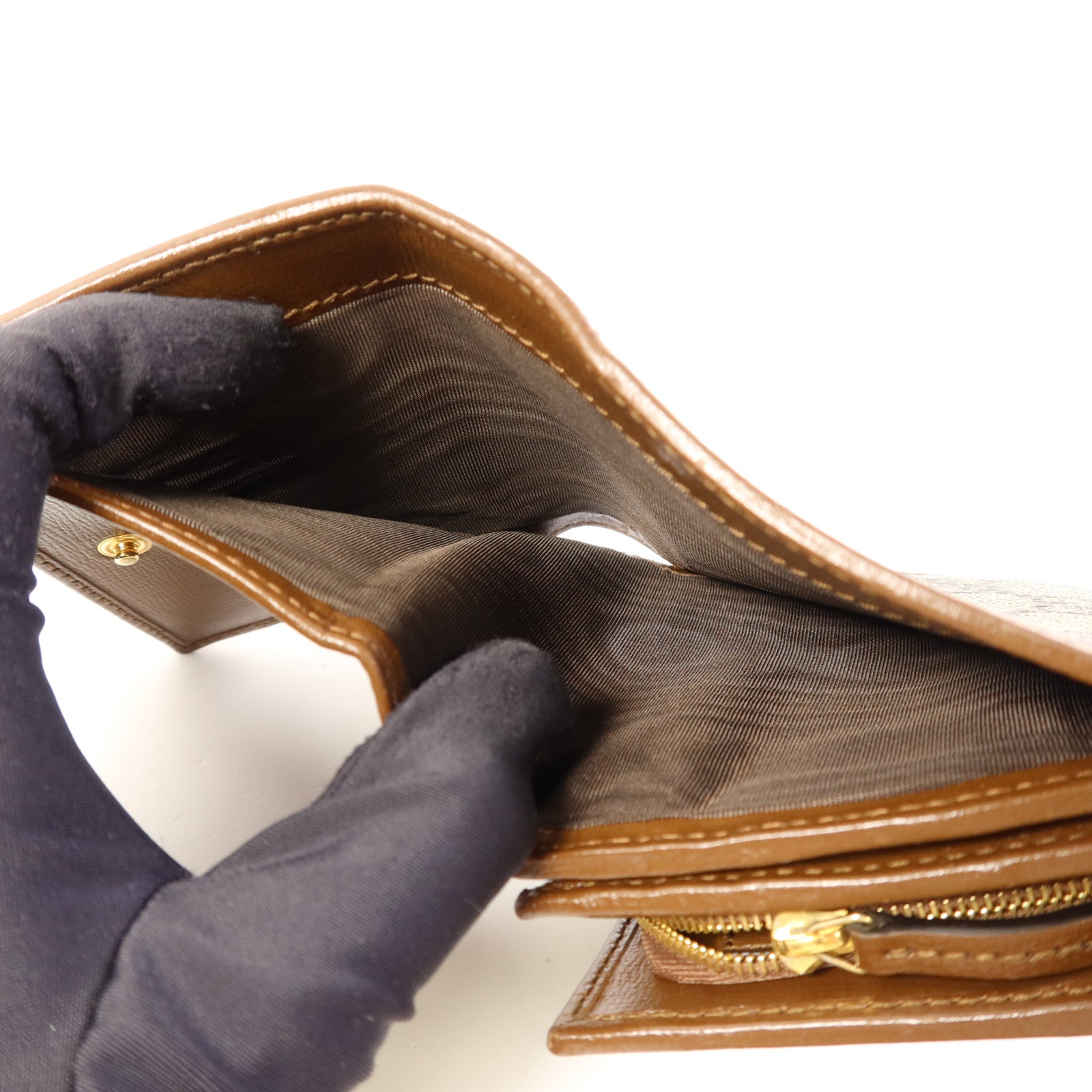 GUCCI 塗層帆布Horsebit 1955金扣錢包