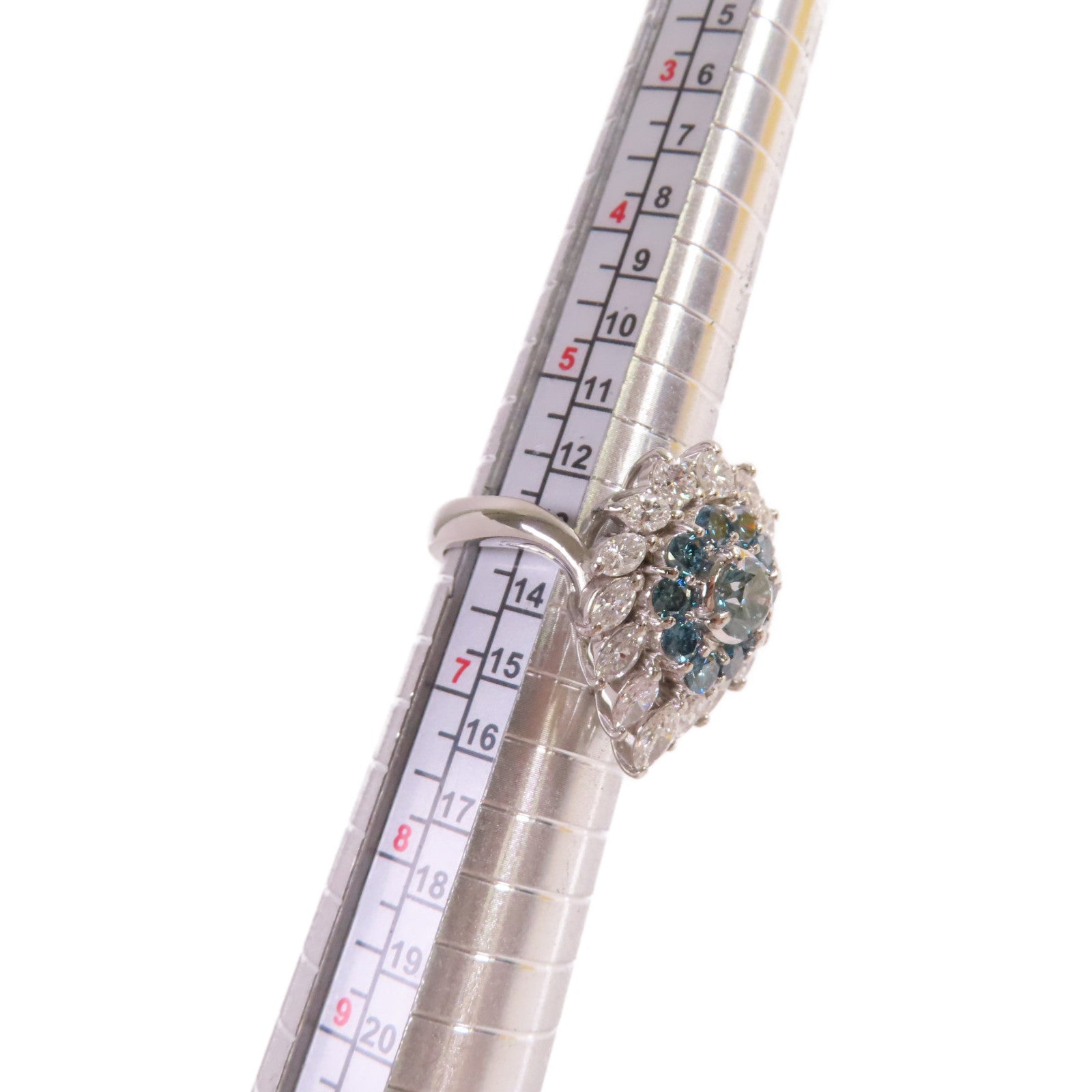 JEWELRY PT900鉑金/0.63ct藍鑽石/2.80ct鑚石Blue Diamond Ring戒指US#6