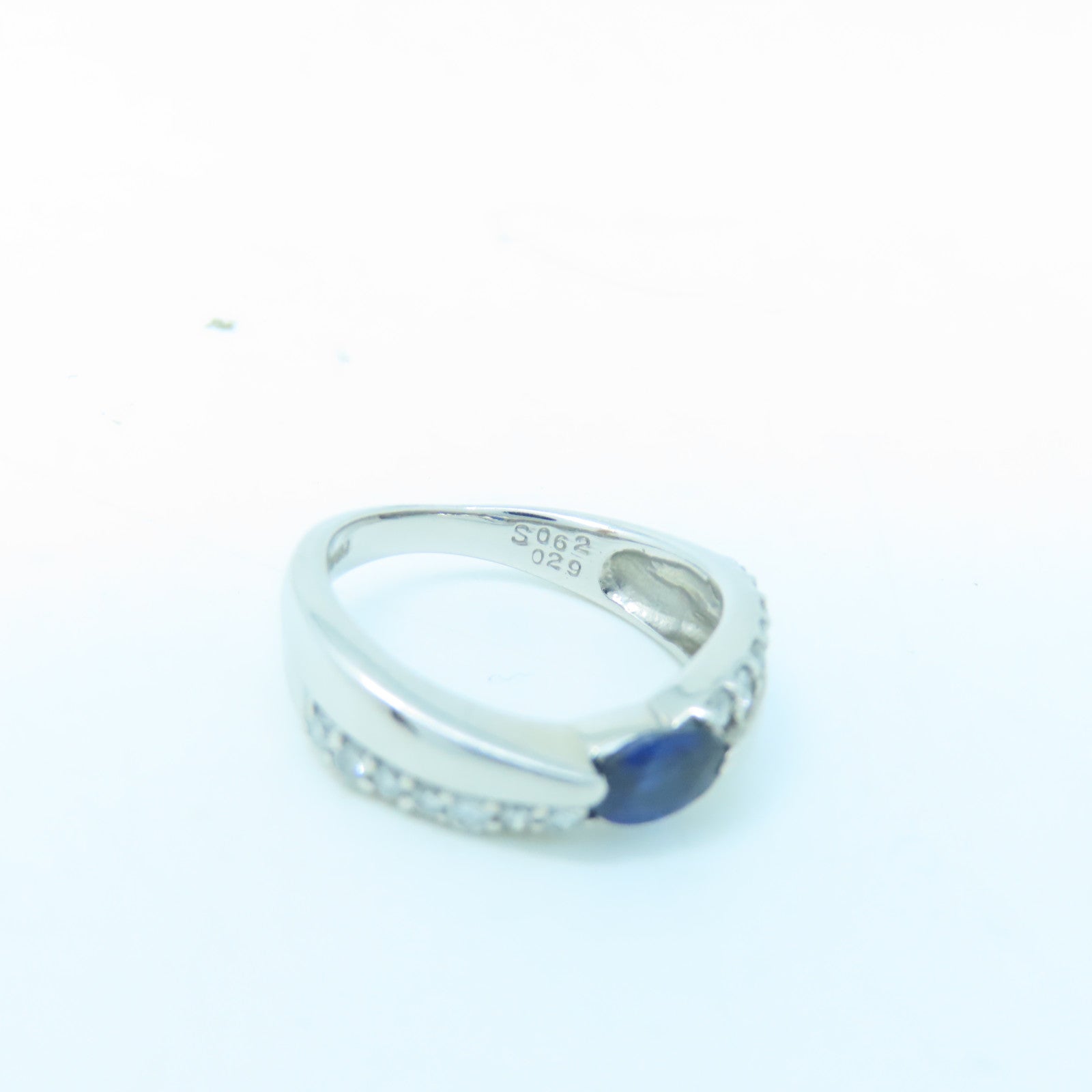 JEWELRY 【激減優惠】PT900鉑金Sapphire 5.2g藍寶石/0.29ct鑽石戒指US#4.75