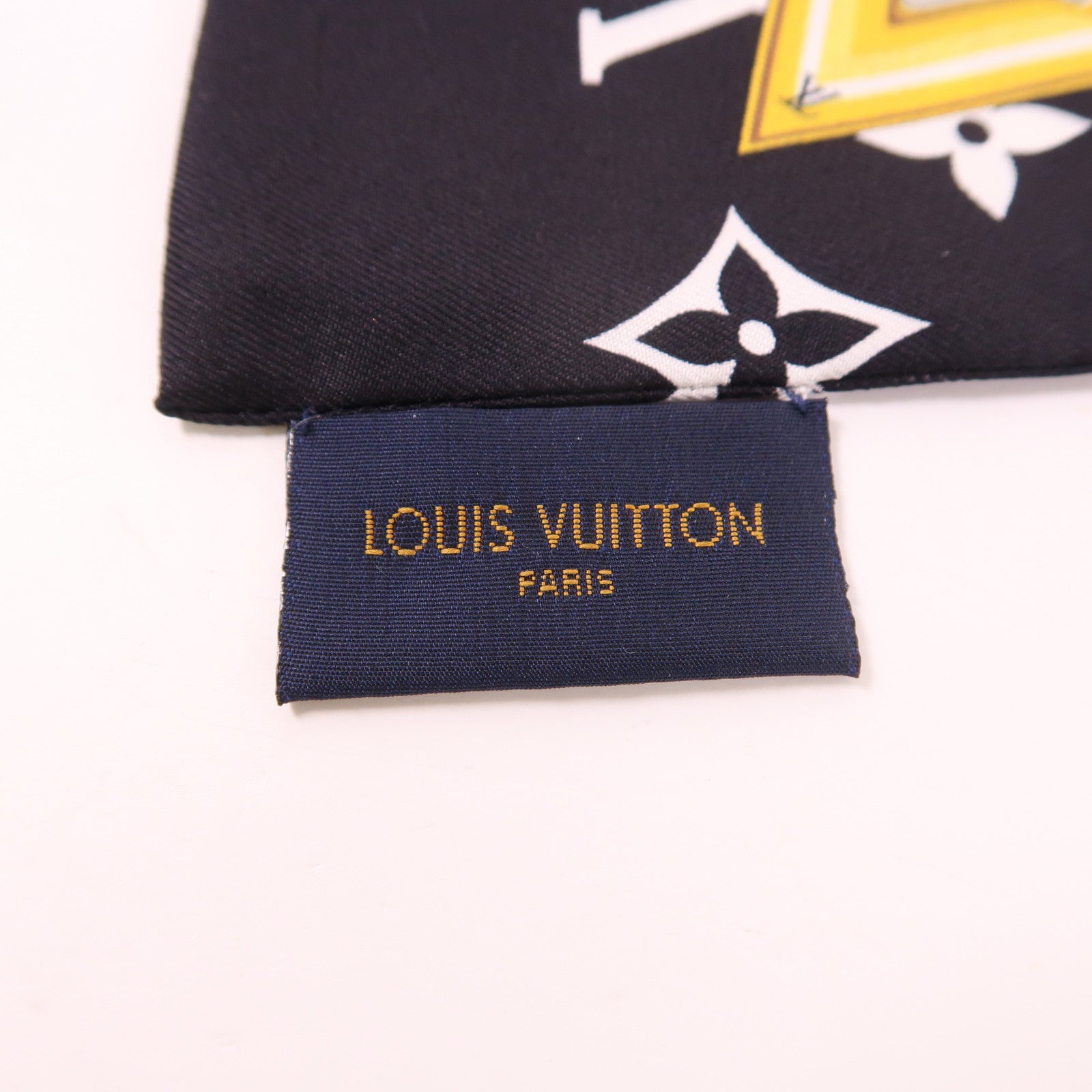 LOUIS VUITTON Scarf Scarves Silk Black White