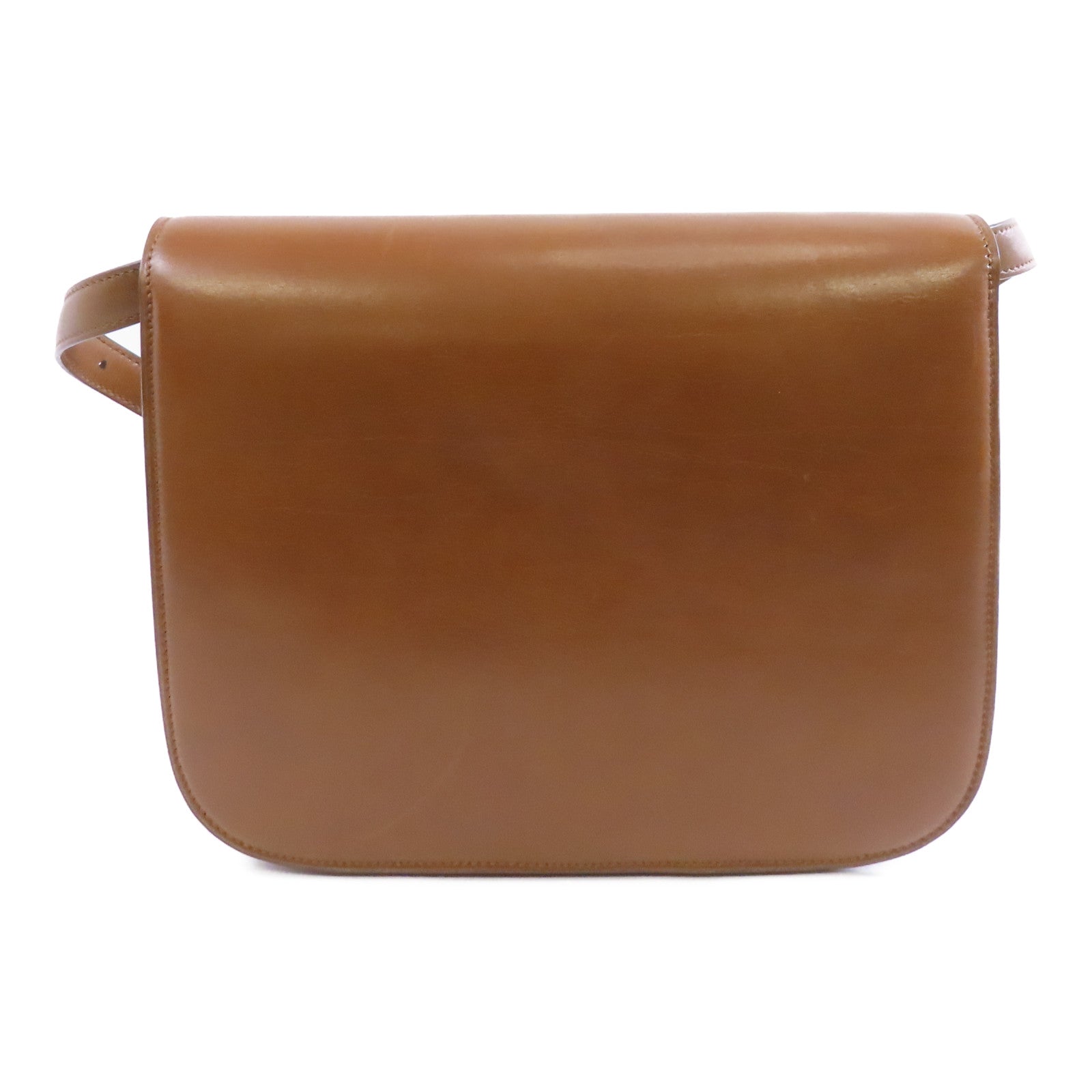 CELINE 牛皮皮革Classic Box金扣肩背袋啡色