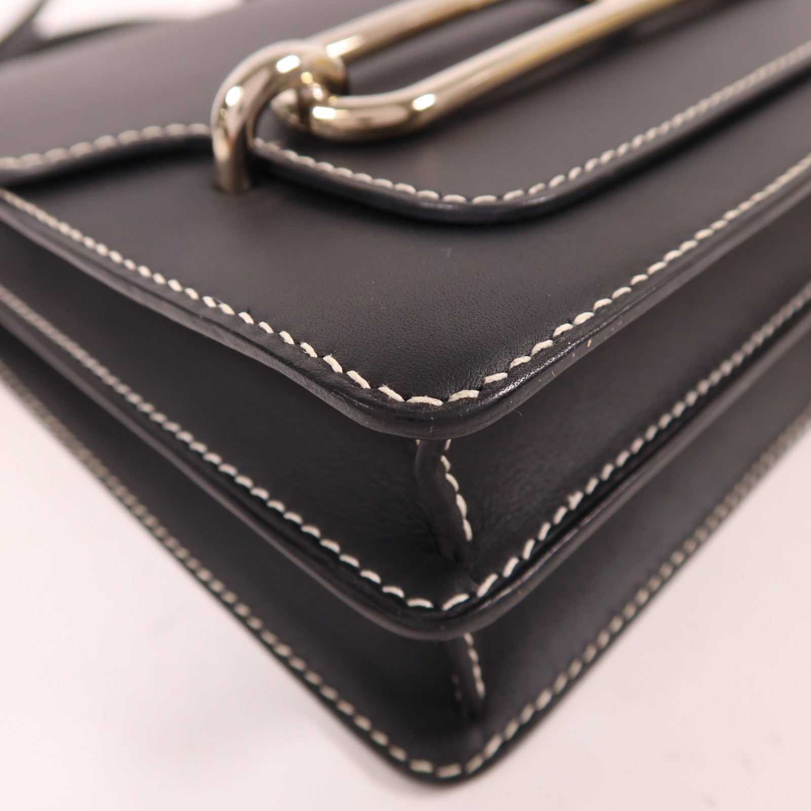 HERMES Evercolor皮革Roulis 23銀扣肩背袋Noir