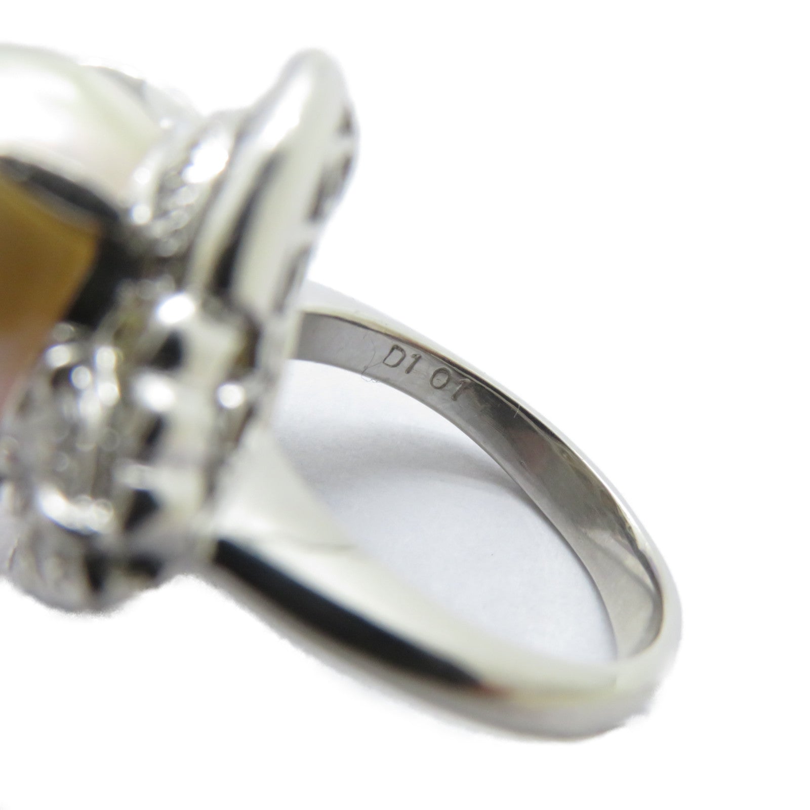 JEWELRY PT900鉑金Pearl Ring珍珠12.0mm/1.01ct鑚石戒指US#4.75