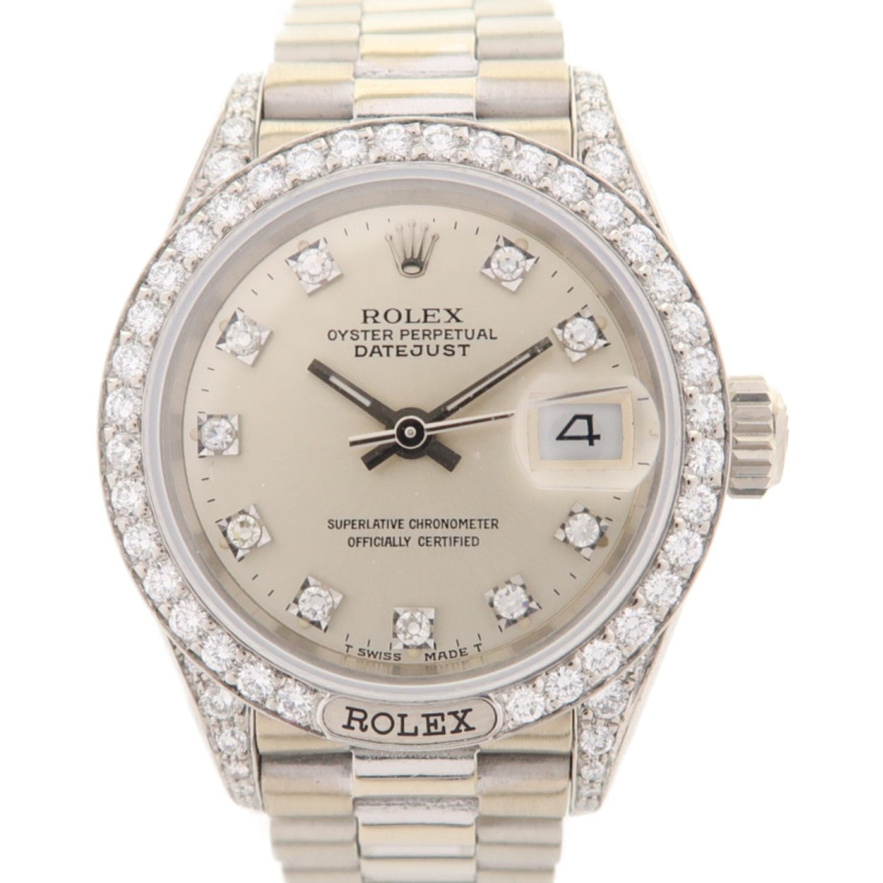 ROLEX Datejust18K白金不鏽鋼手錶自動機芯銀色